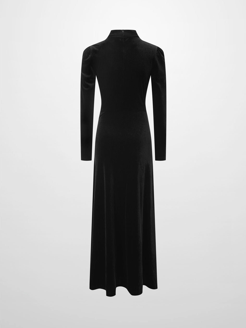Velour Front Knot Maxi Dress-Black