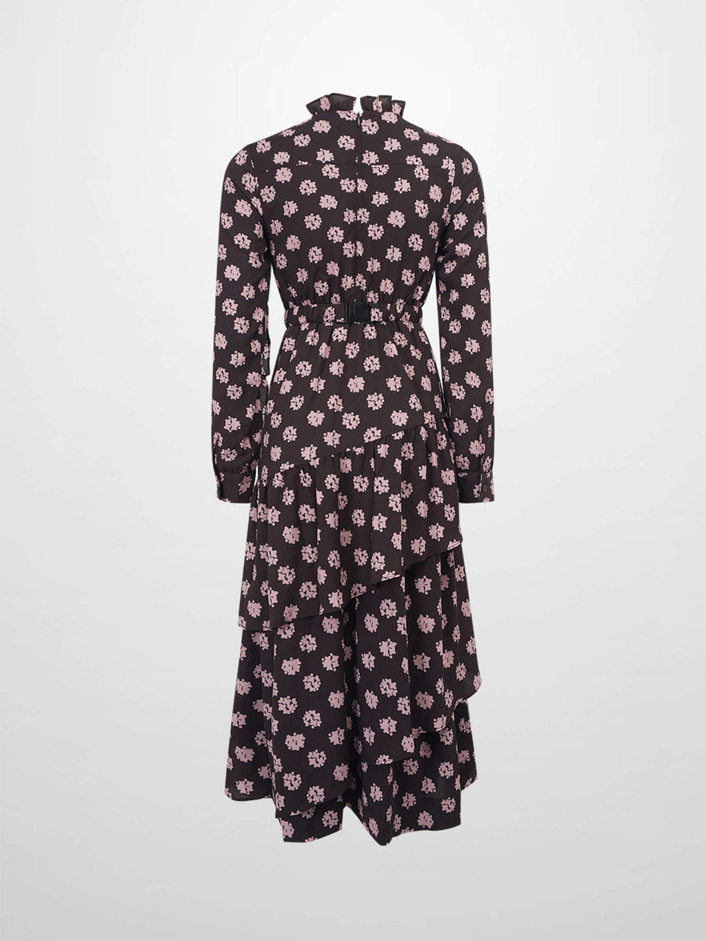 Layered Belted Dress-Brown and Pink