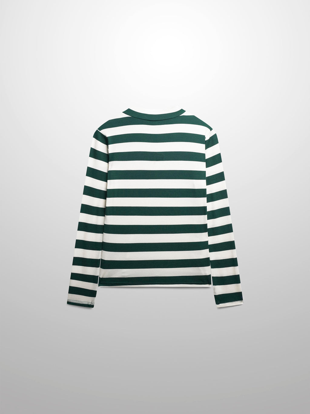 Striped Ribbed Turtleneck-Emerald/Cream