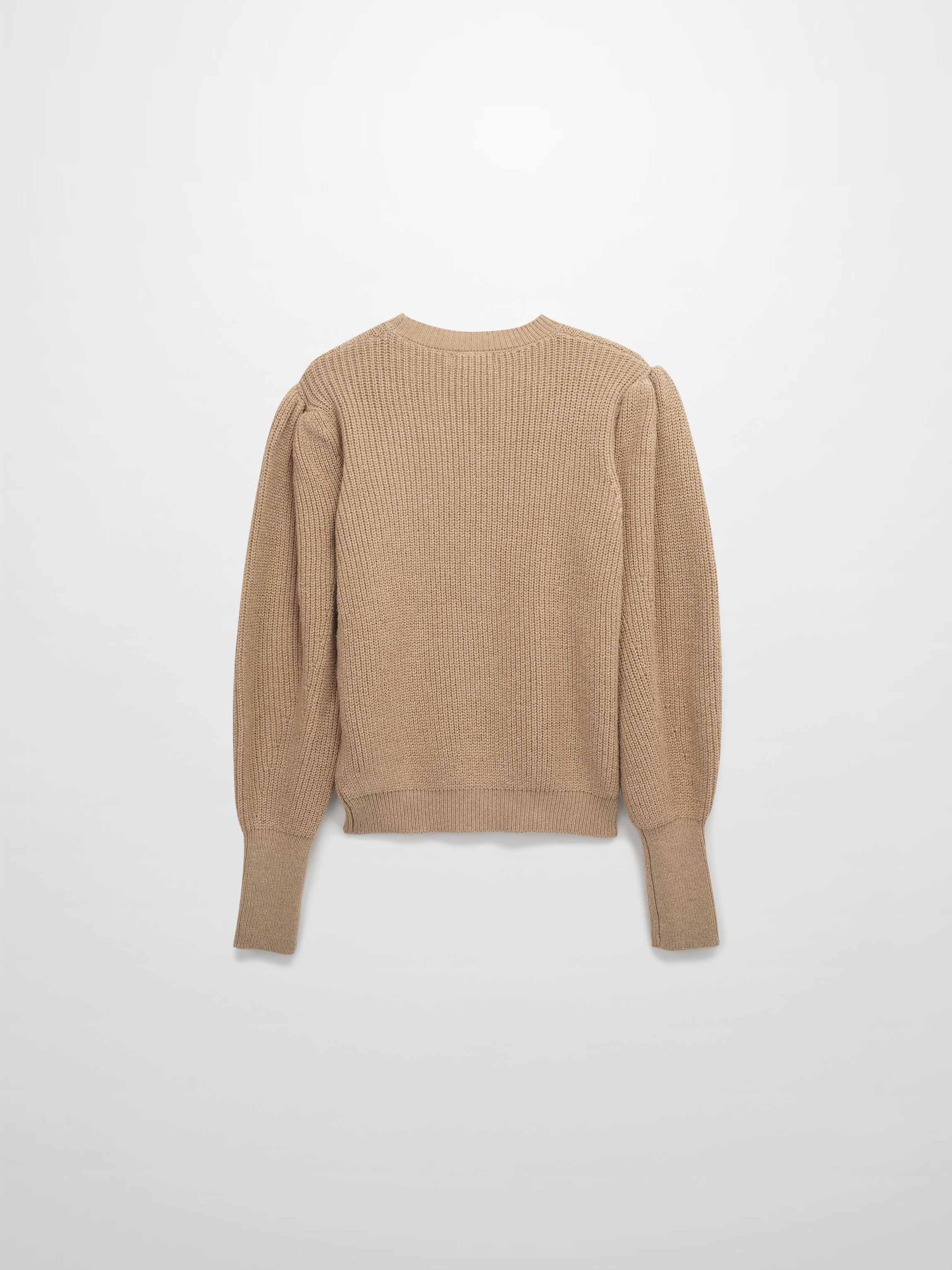 Puff Sleeve Sweater-Tan