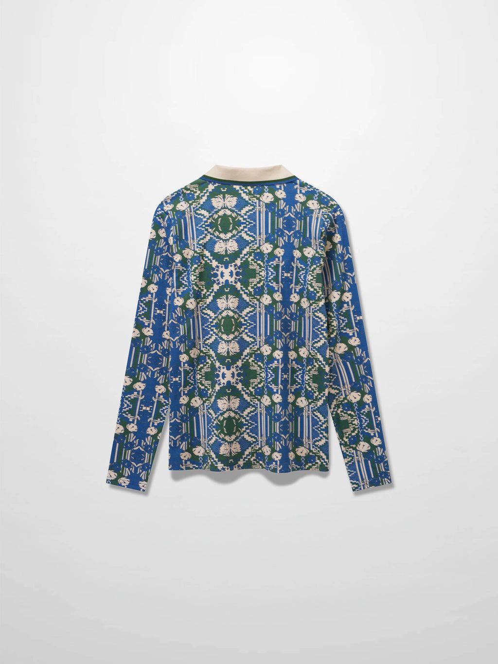 Printed Collar Snap Tee-Carpet of Roses