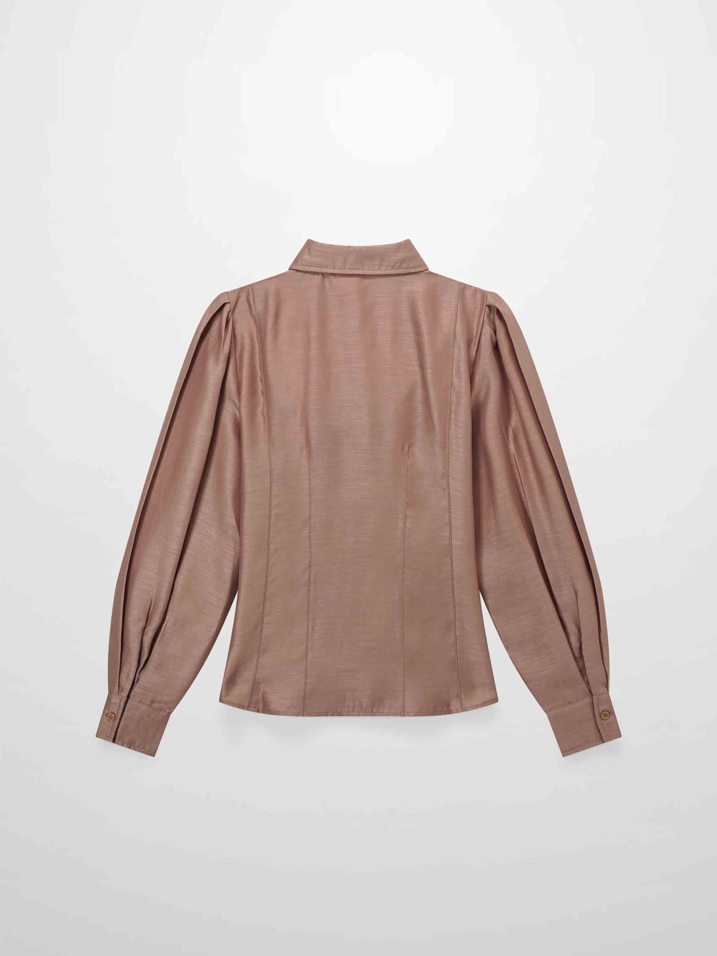 Textured Puff Sleeve Blouse-Mushroom