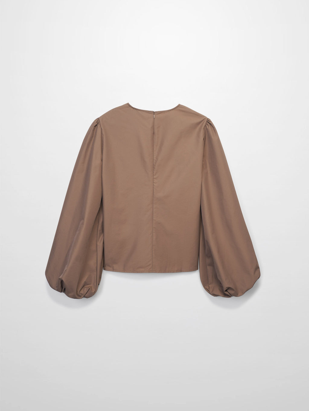 Bubble Sleeve Taffeta Top-Mocha Mousse