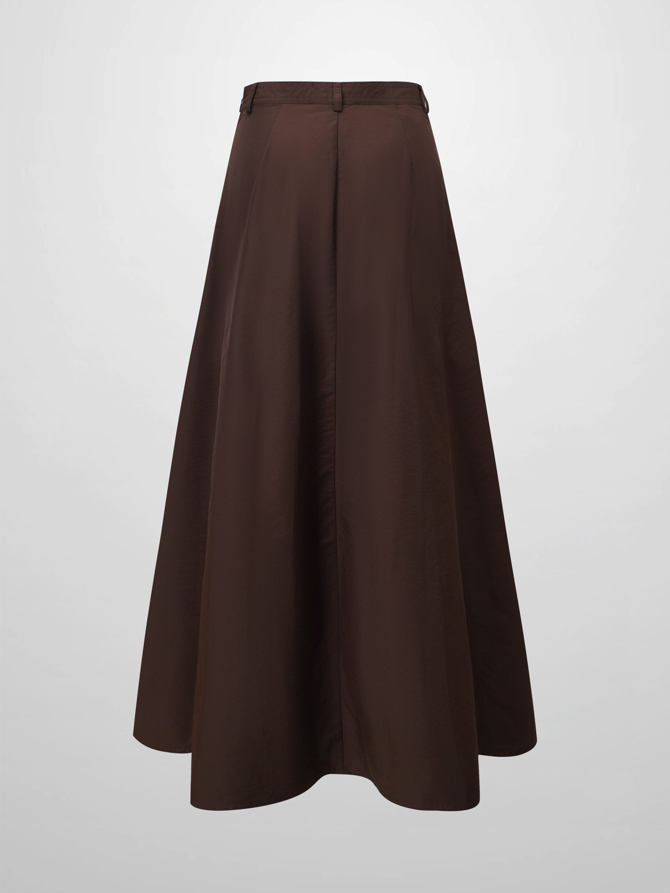 Taffeta Yoke Skirt-Brown