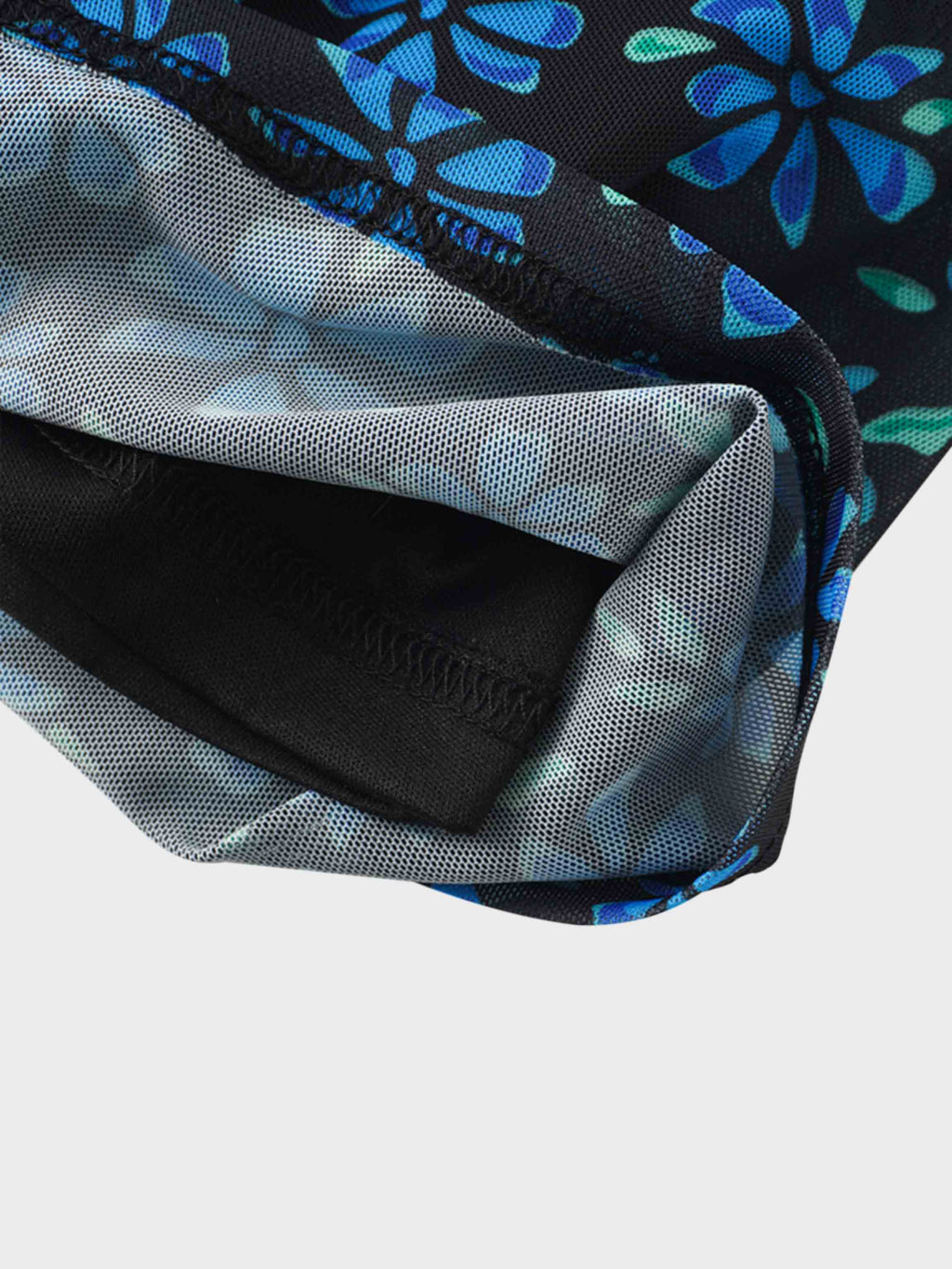 Mesh Trumpet Skirt-Blue Floral