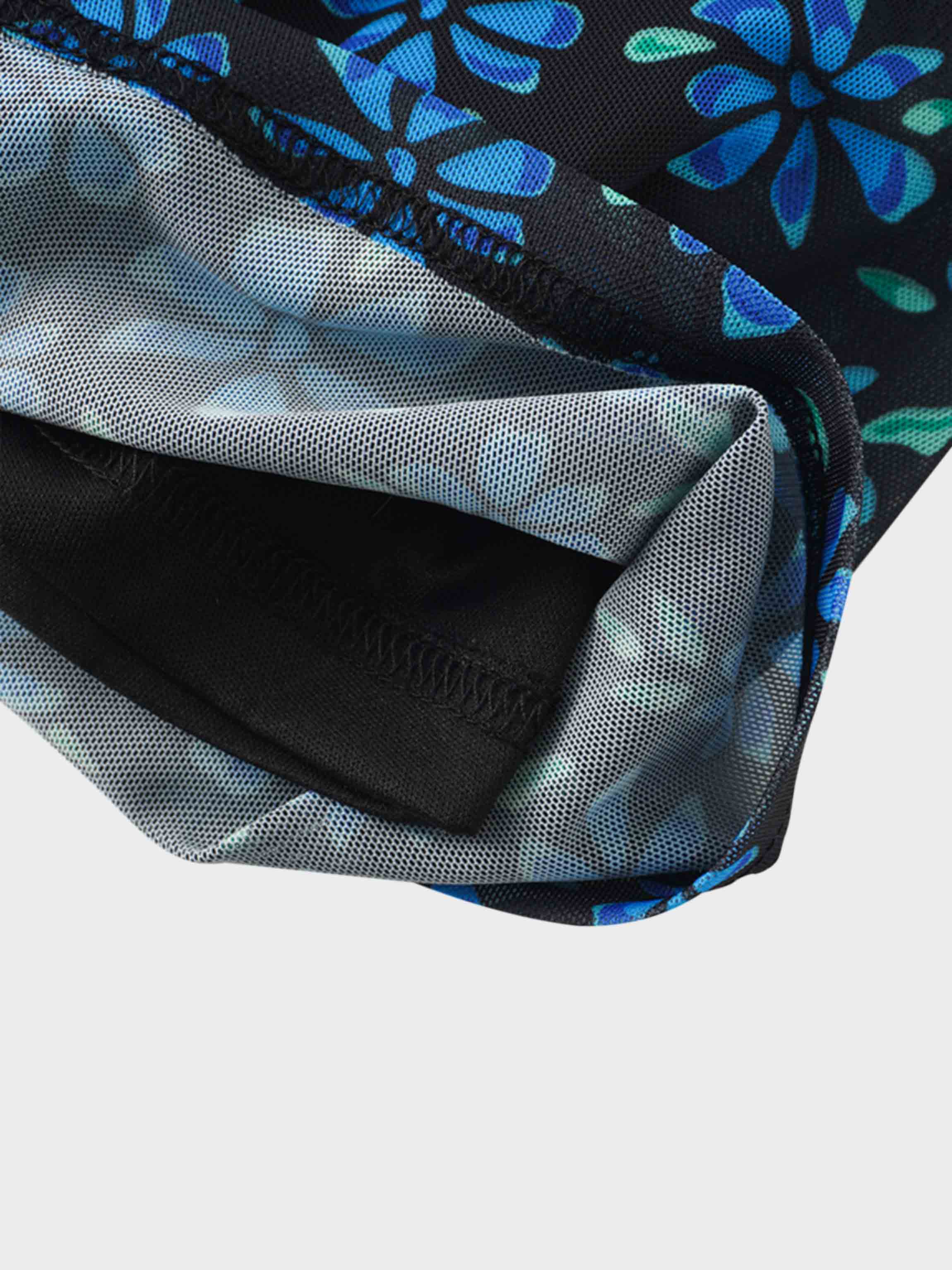 Mesh Trumpet Skirt-Blue Floral