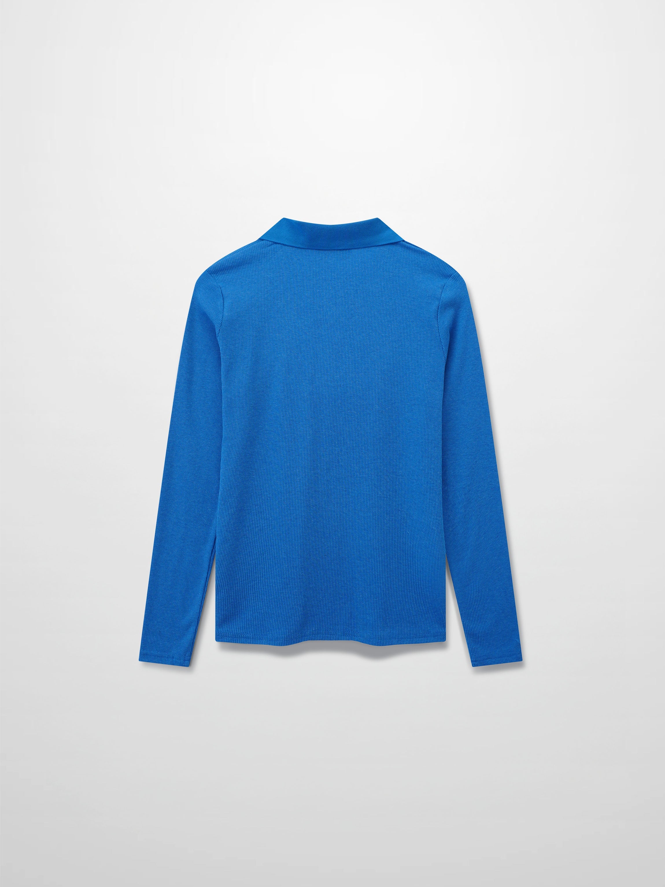 Ribbed Collar T-Shirt-Cobalt Blue