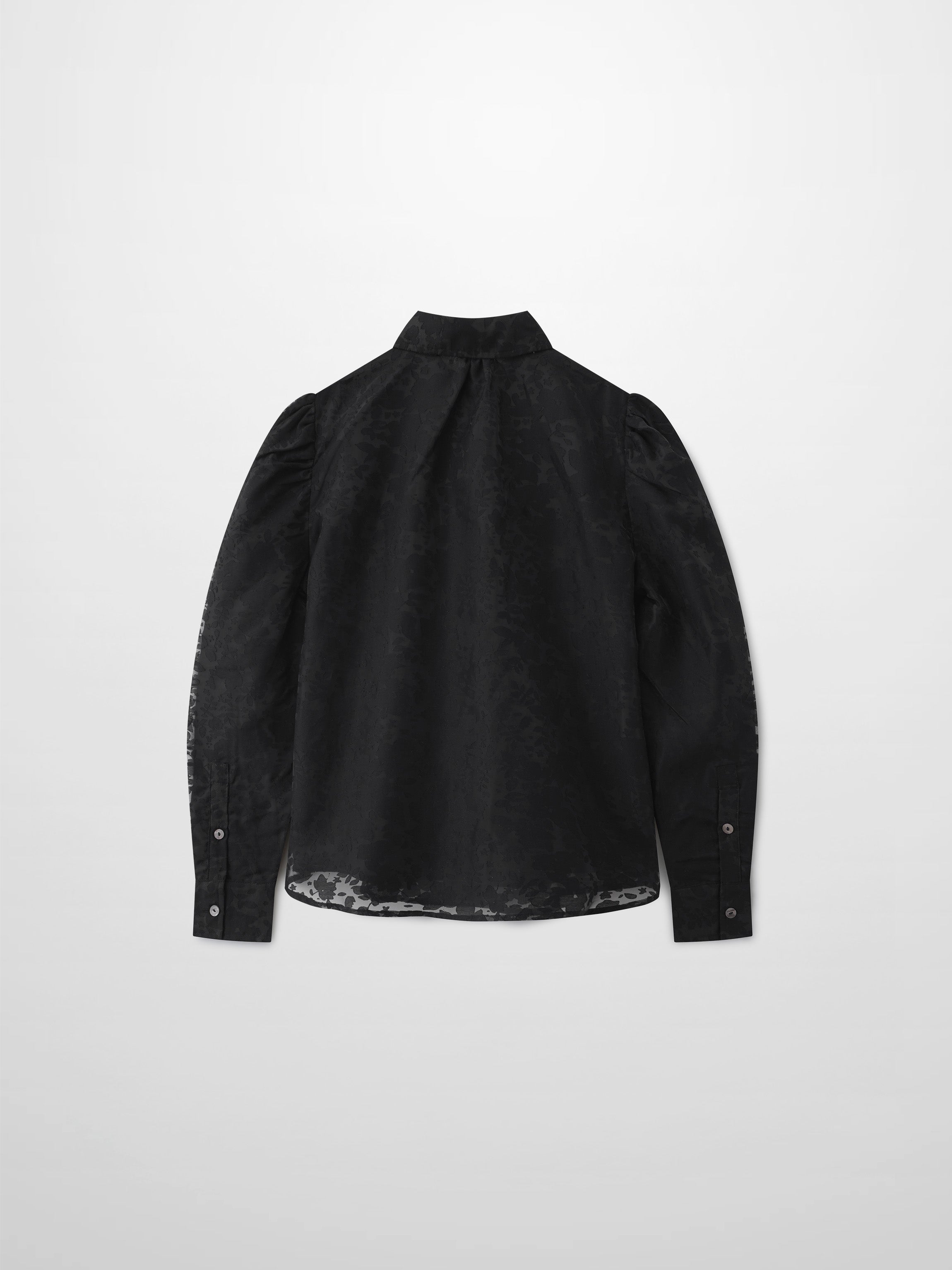Puff Sleeve Lace Burnout-Black