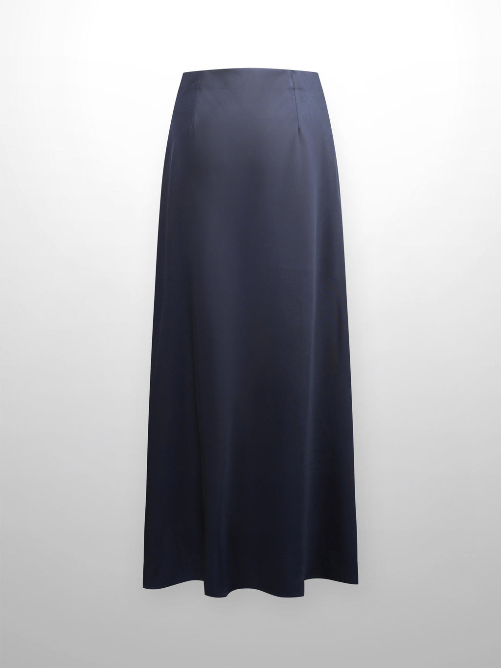 Solid Faux Satin Slip Skirt-Dark Blue/Navy