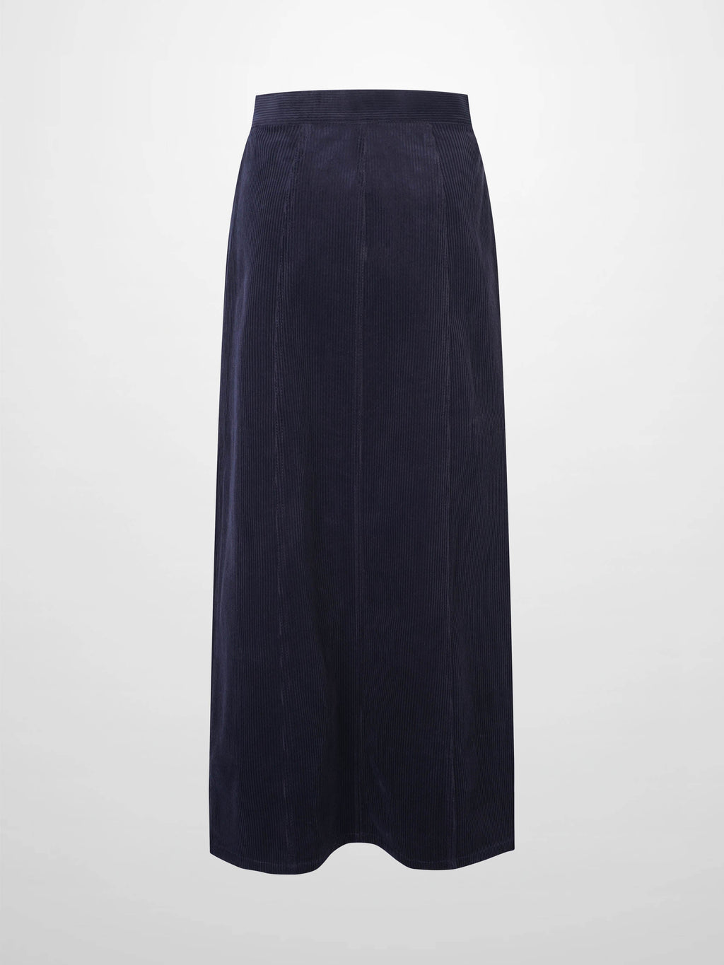 Button Down A-Line Corduroy Skirt-Navy