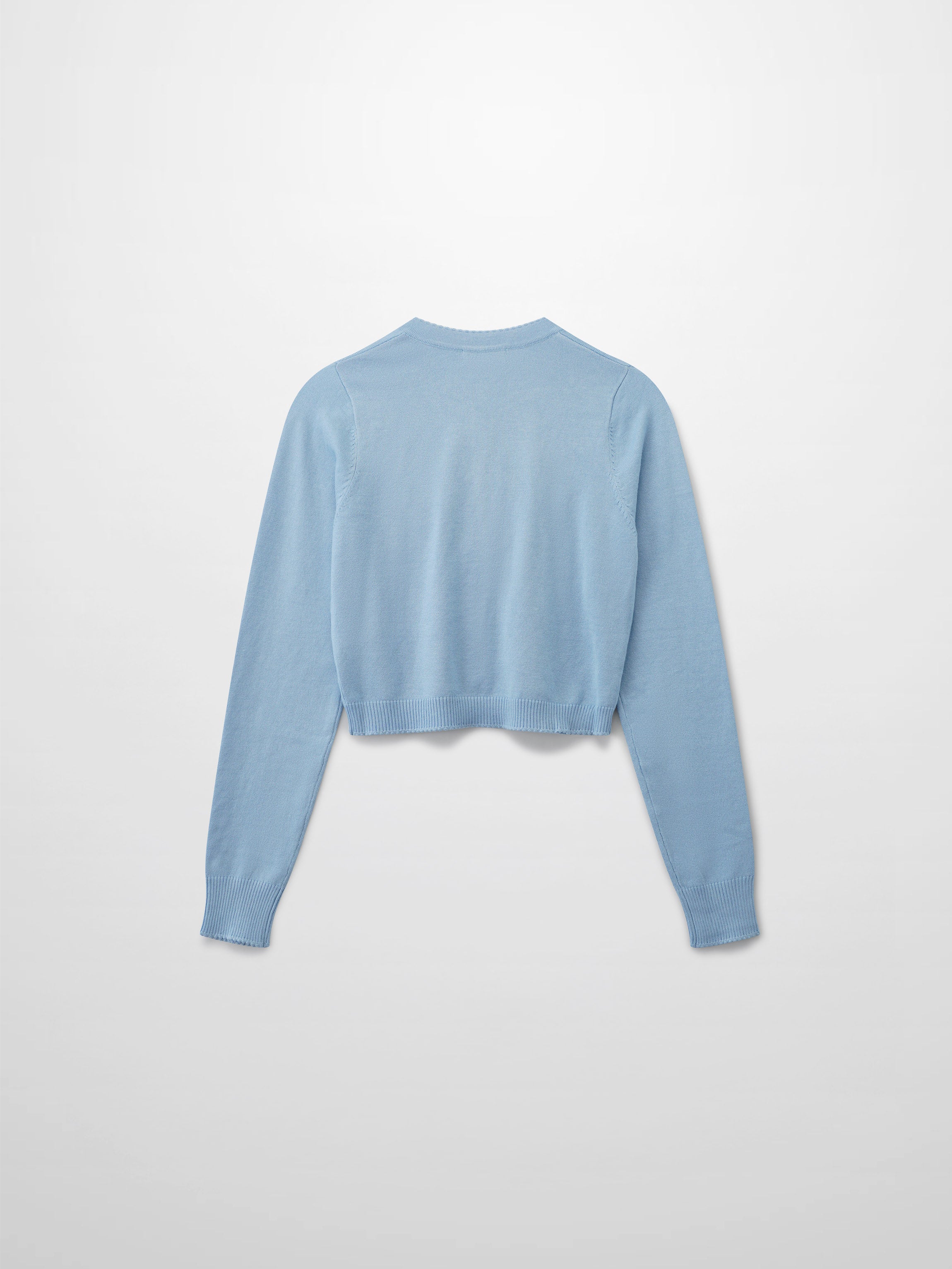 Embellished Cluster Crop Cardigan-Light Blue