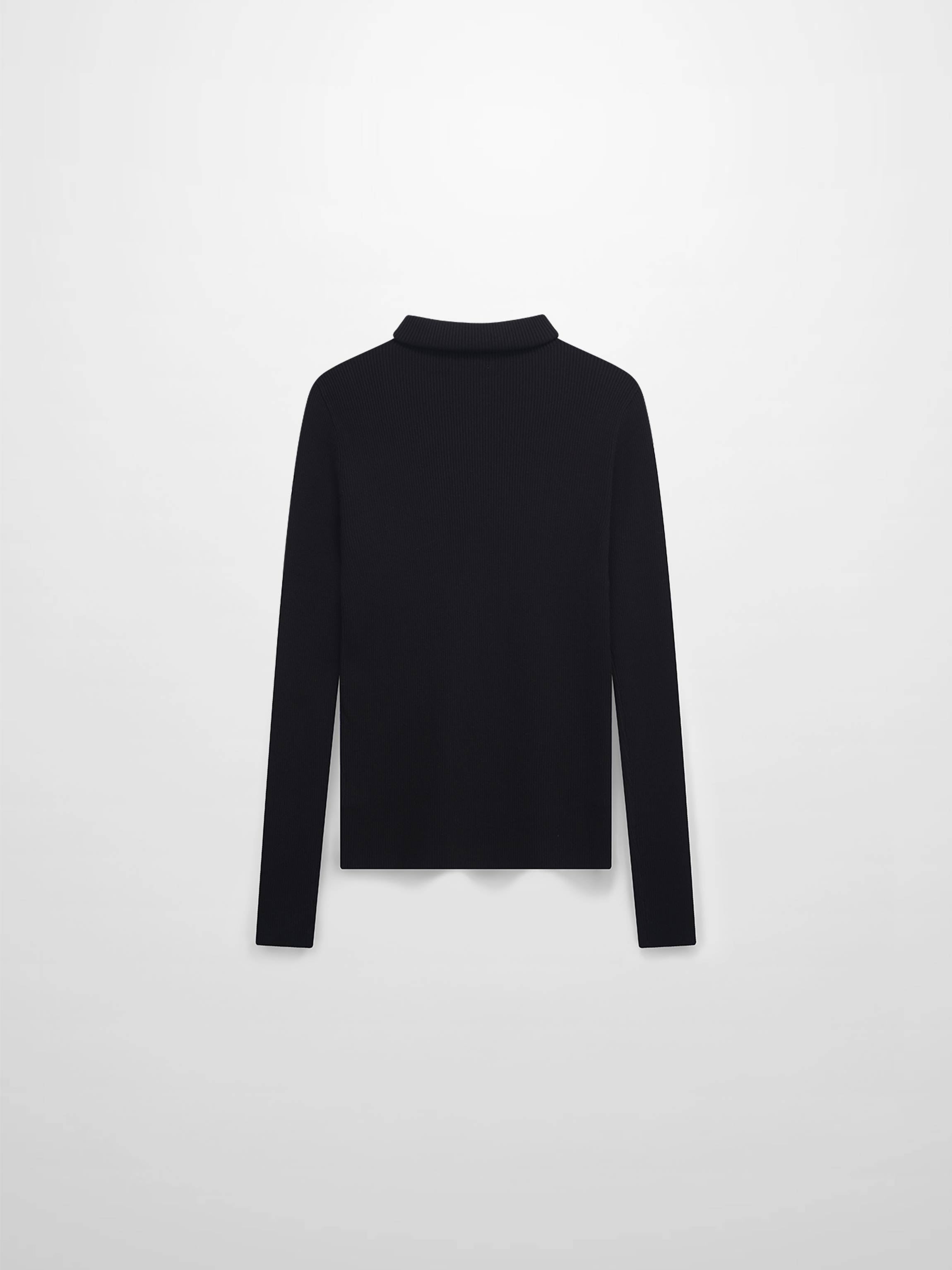 Knit Ribbed Turtleneck-Black