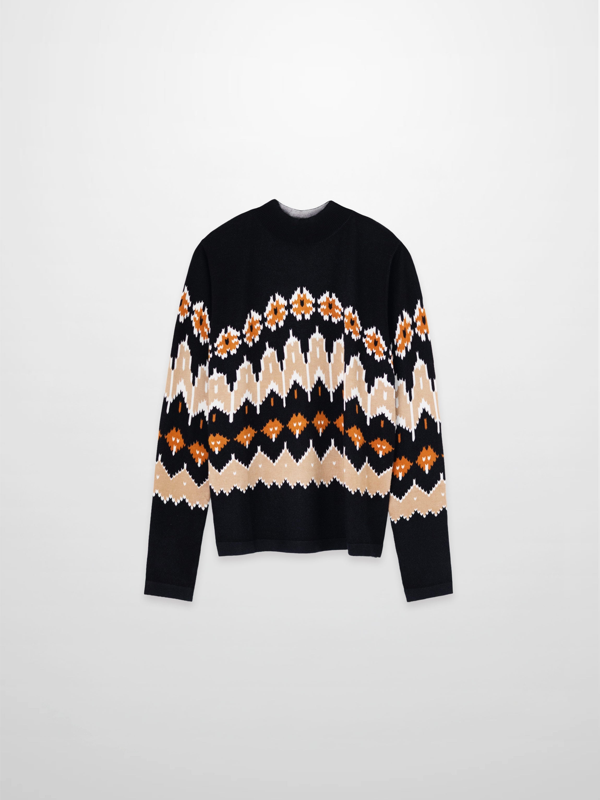 Mock Neck Sweater-Geo Floral