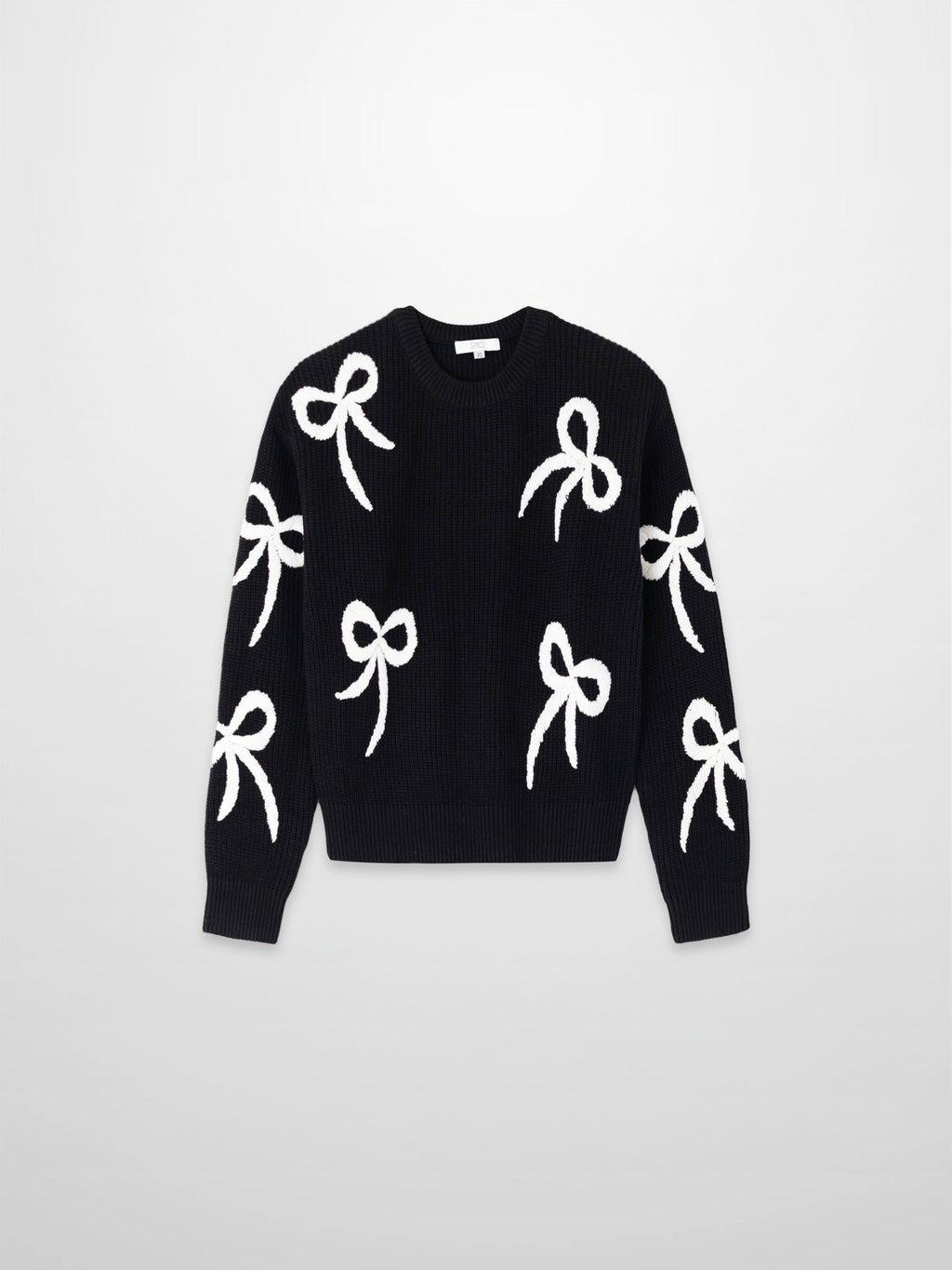 Bow Ribbon Sweater-Black/White