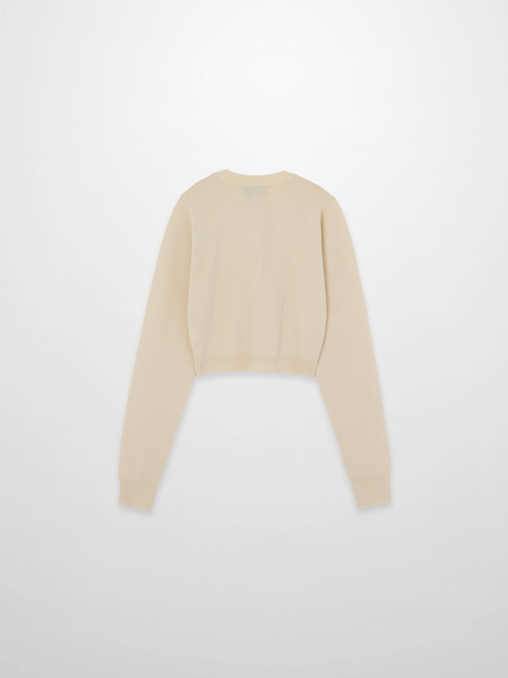 Trim Detail Crew Crop Cardigan-Ivory