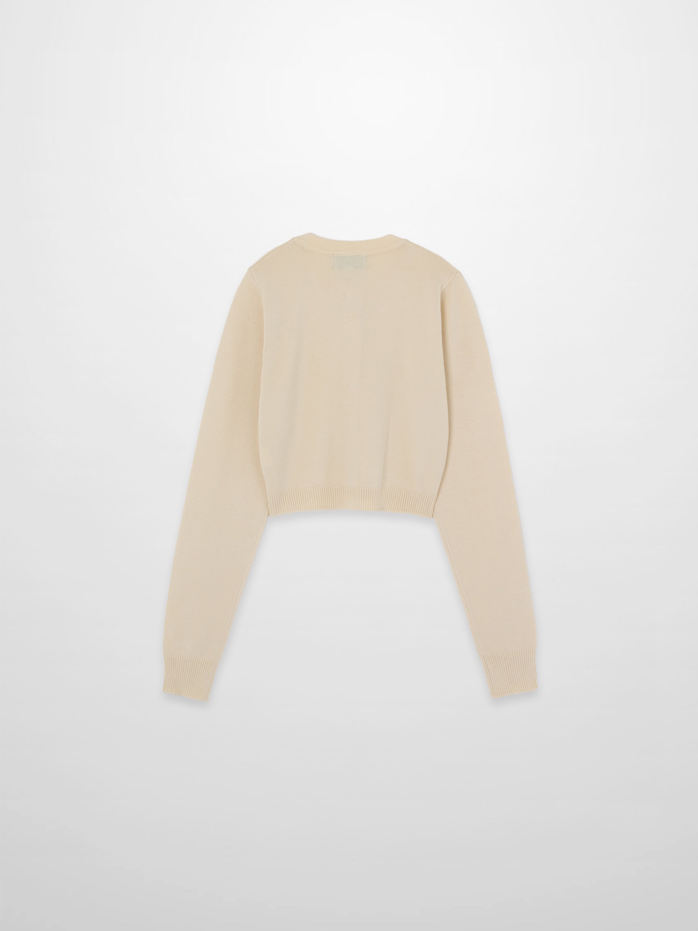 Trim Detail Crew Crop Cardigan-Ivory