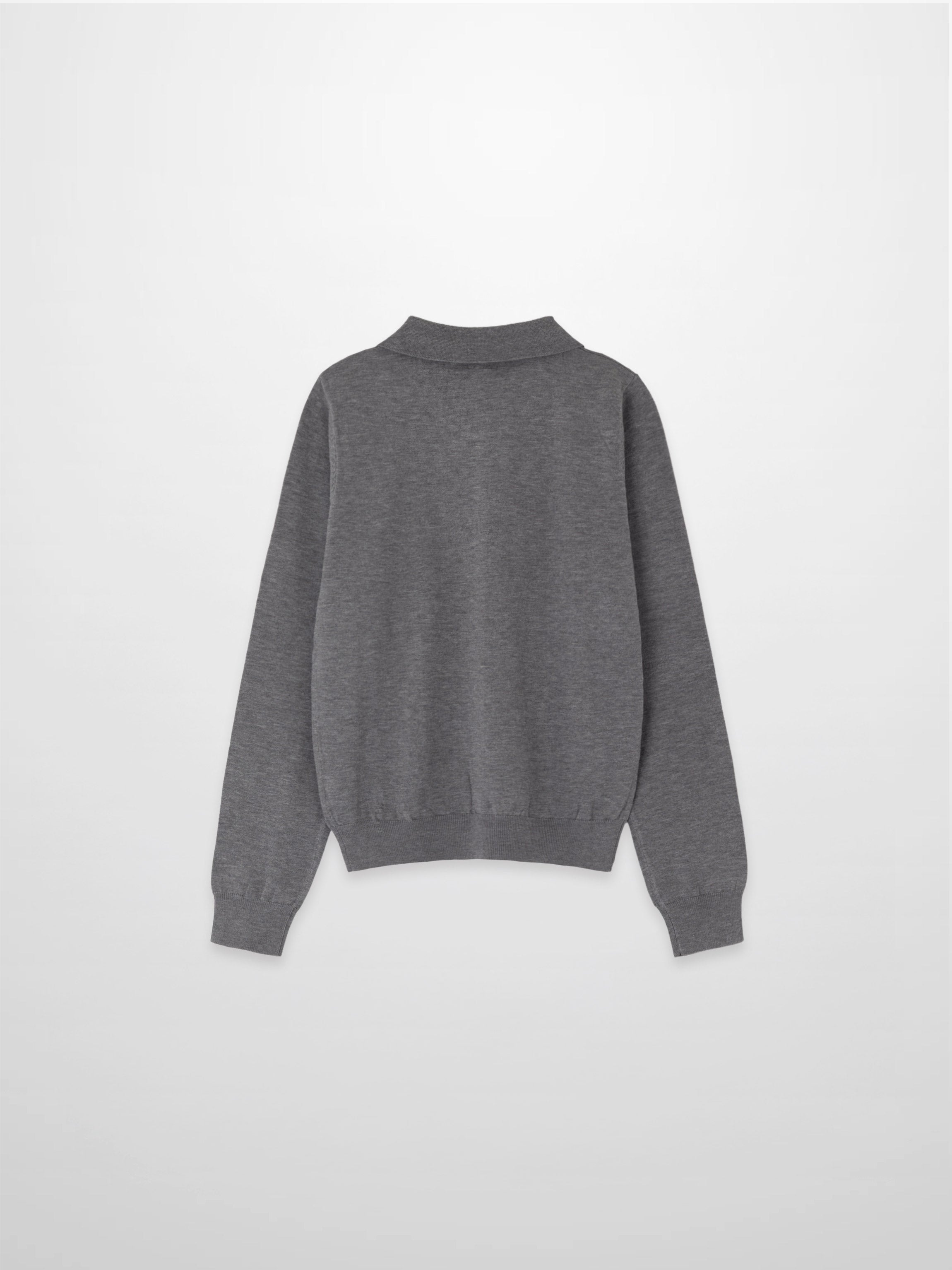 Wool Blend Collared Cardigan-Grey