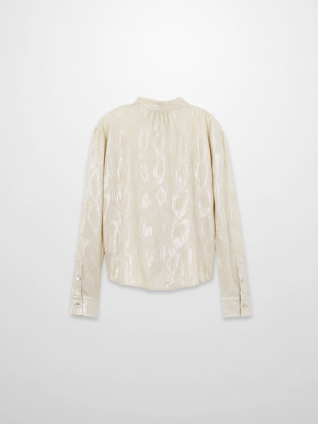 Shimmer Texture Bow Blouse-Cream