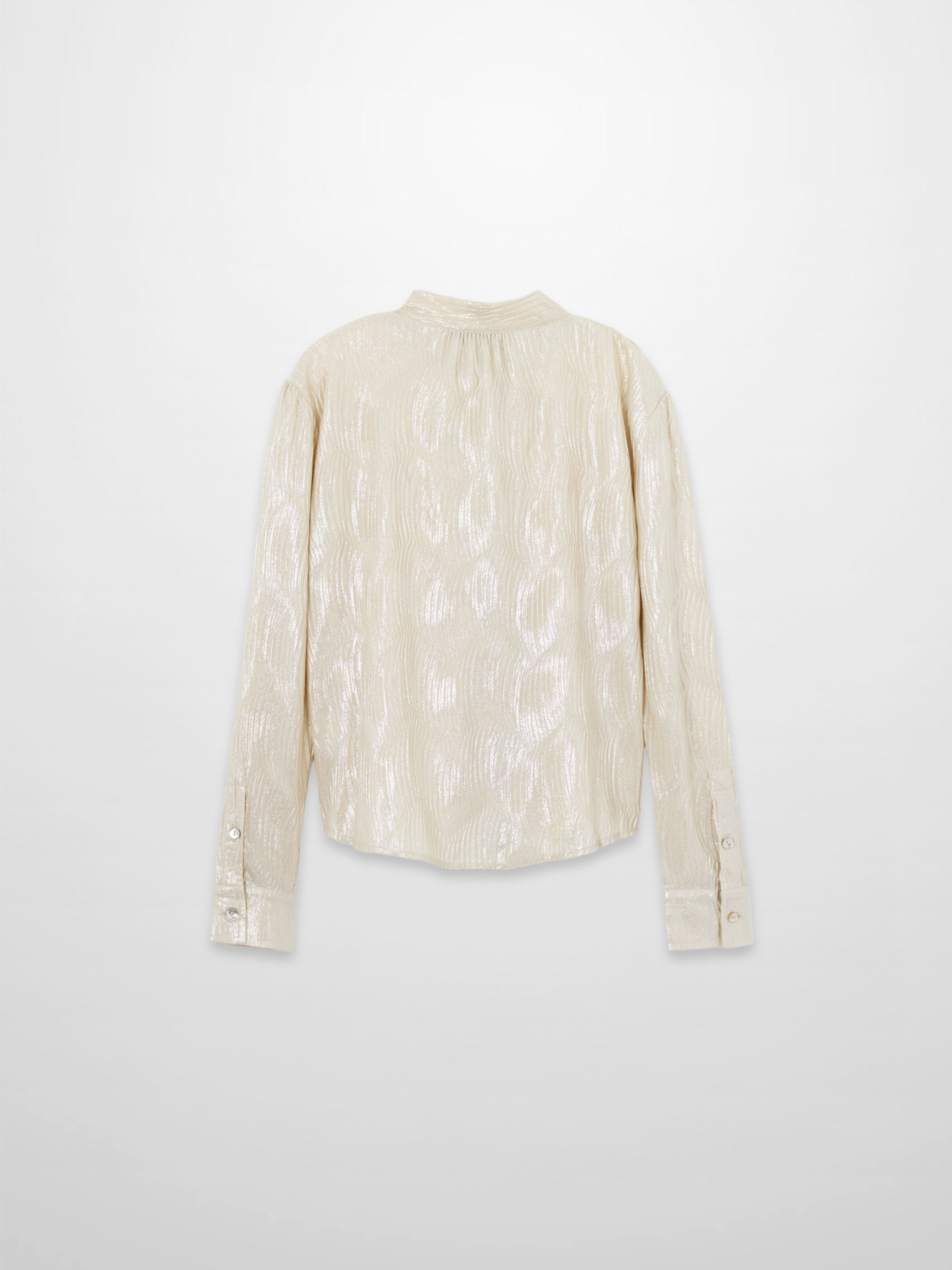 Shimmer Texture Bow Blouse-Cream
