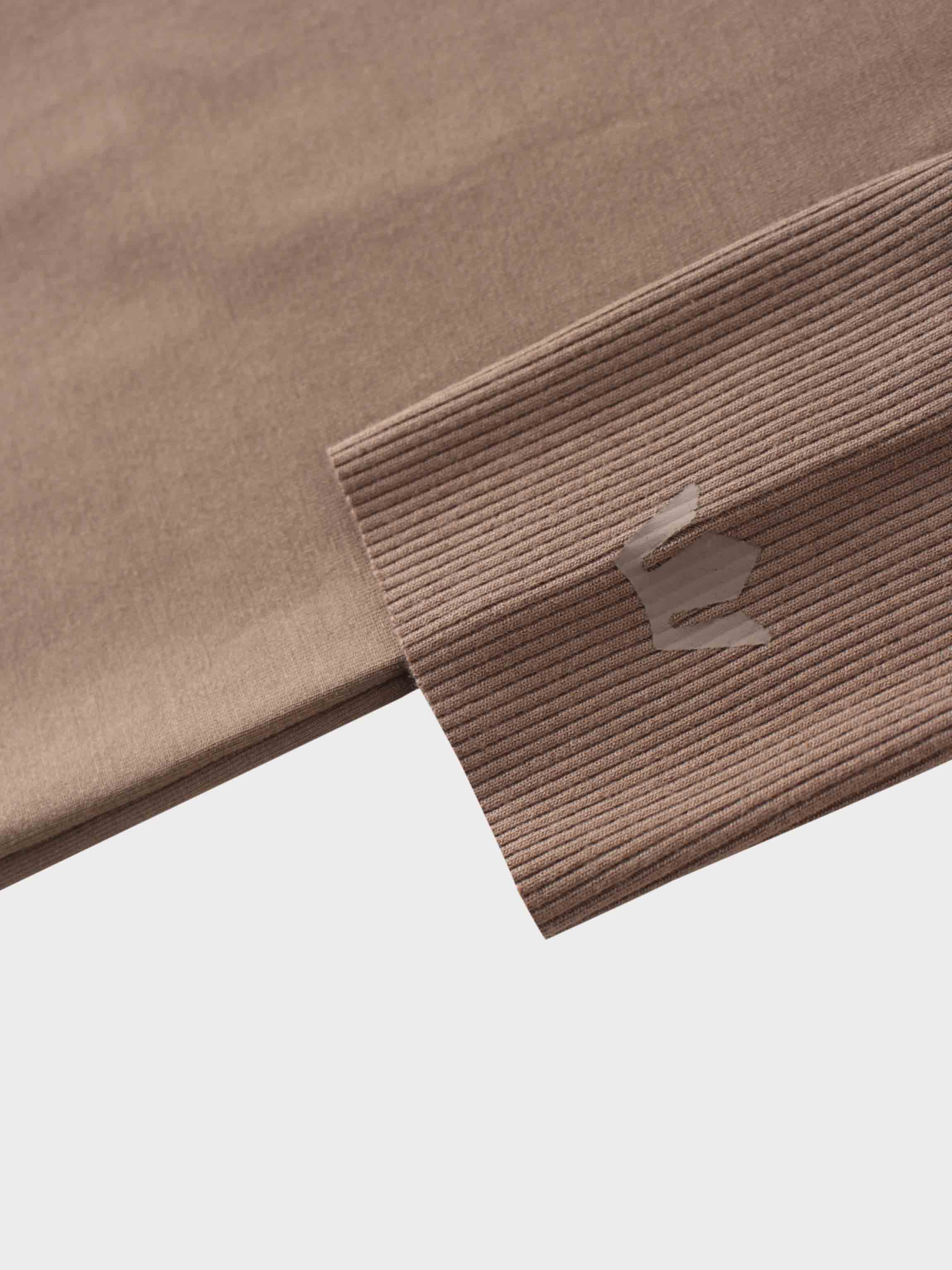 RIBBED BOTTOM T-SHIRT-BROWN