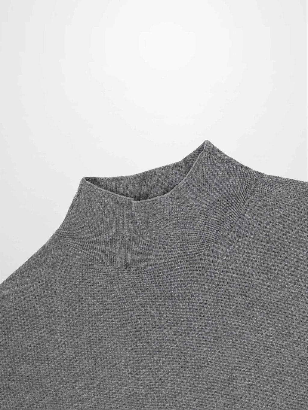 Mock Neck Thin Knit Sweater-Grey