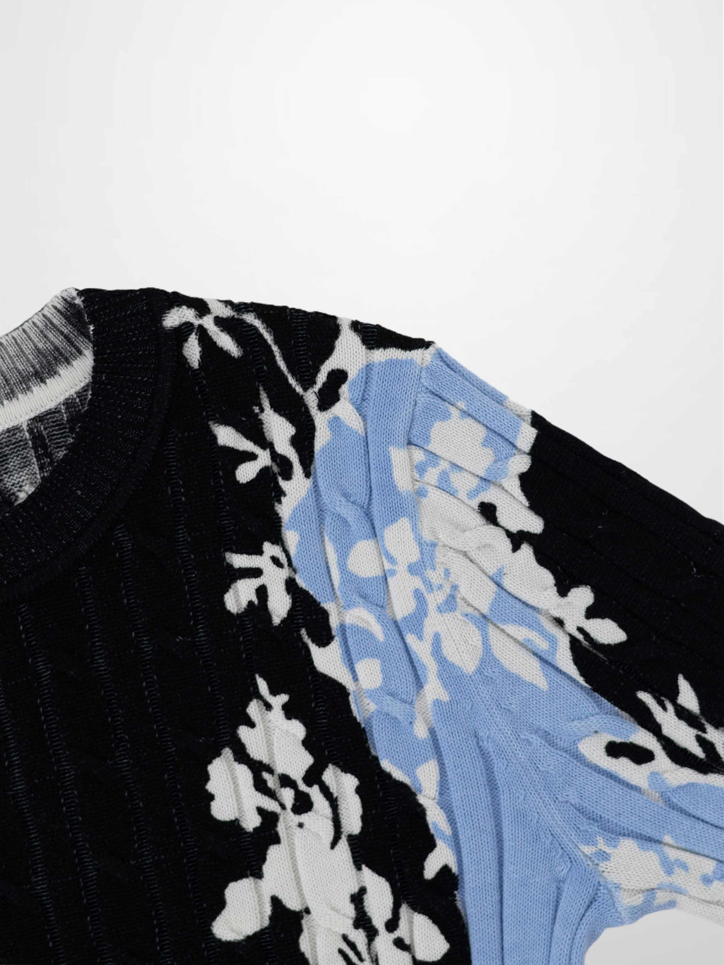 Printed Cable Sweater-Floral Border