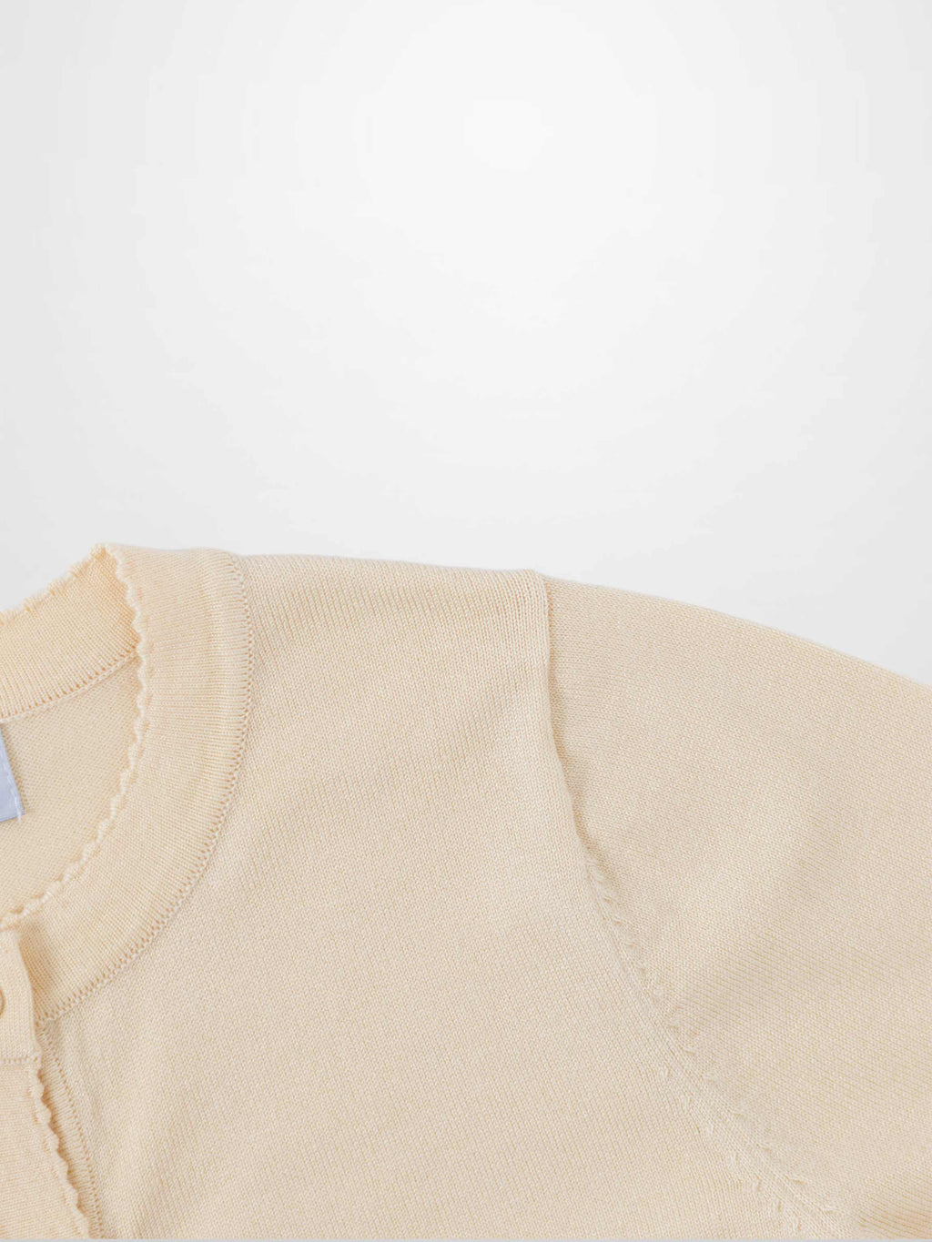 Trim Detail Crew Crop Cardigan-Ivory