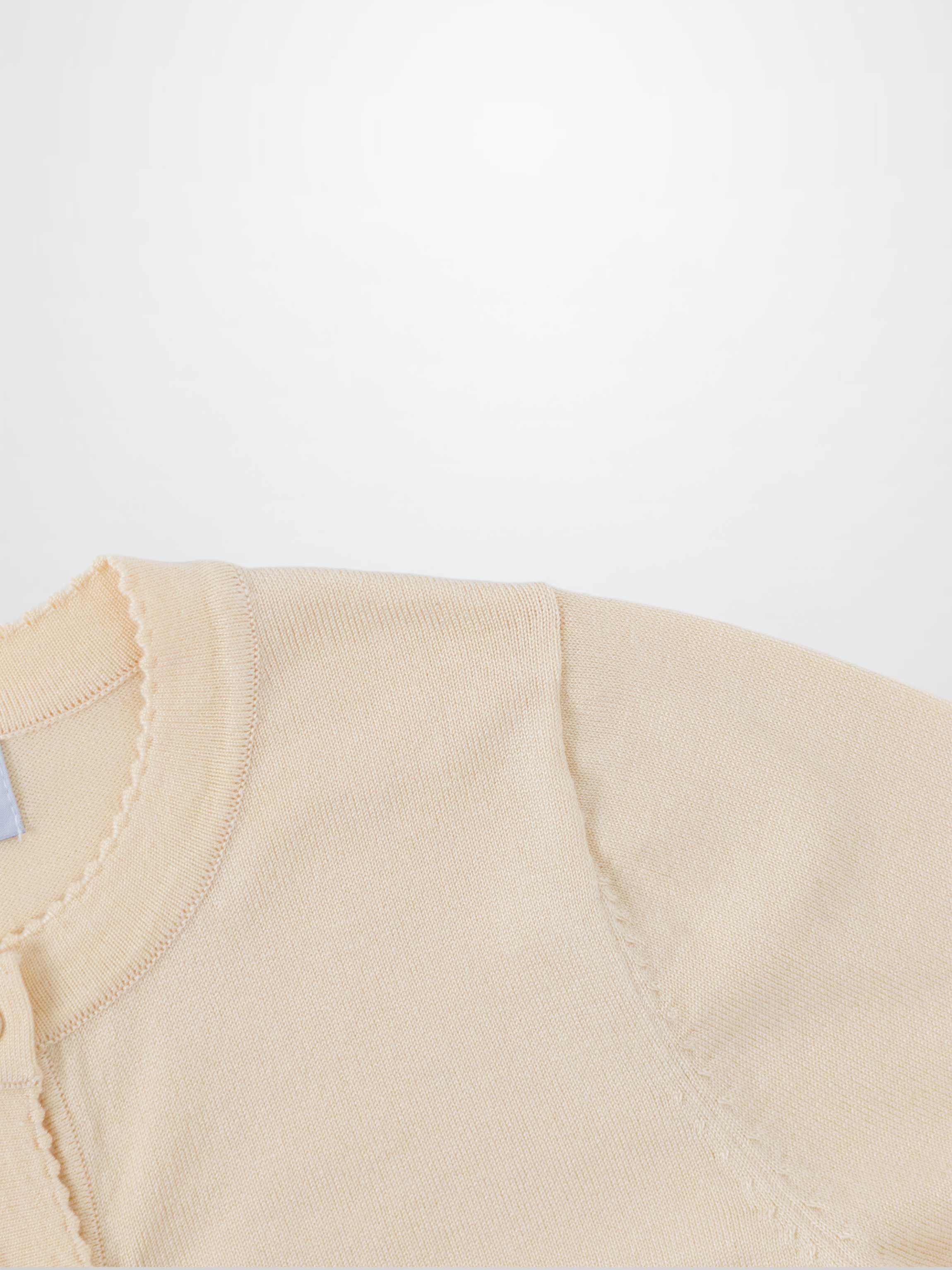 Trim Detail Crew Crop Cardigan-Ivory