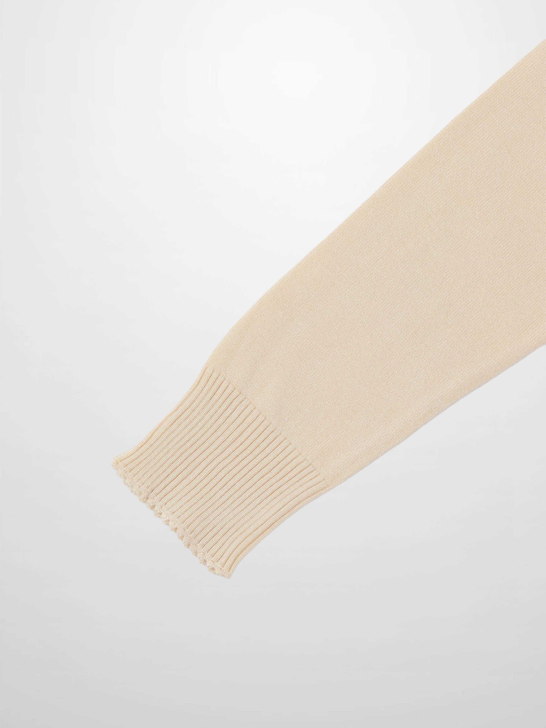 Trim Detail Crew Crop Cardigan-Ivory