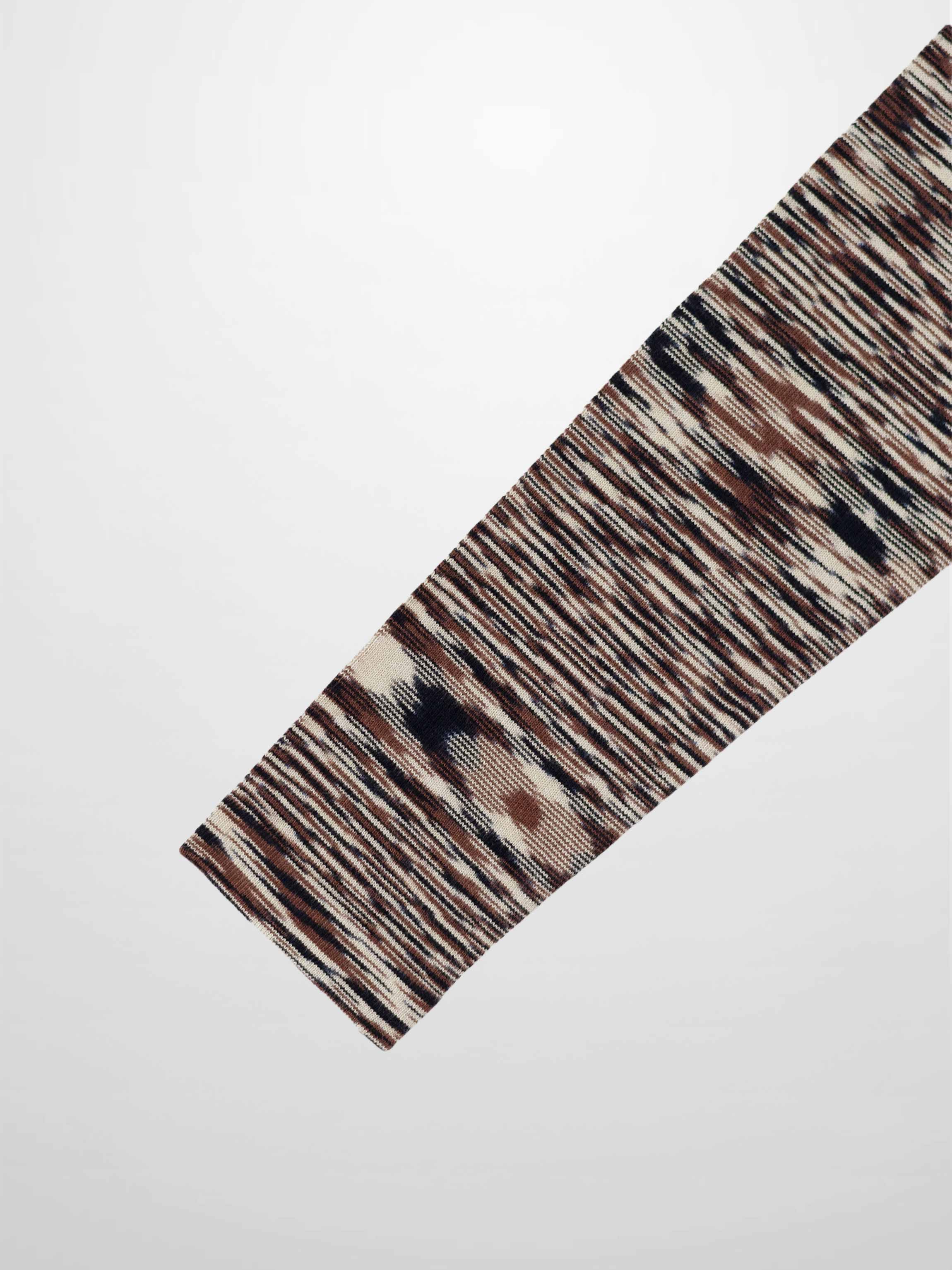 Abstract Stripe Knit Turtleneck-Brown