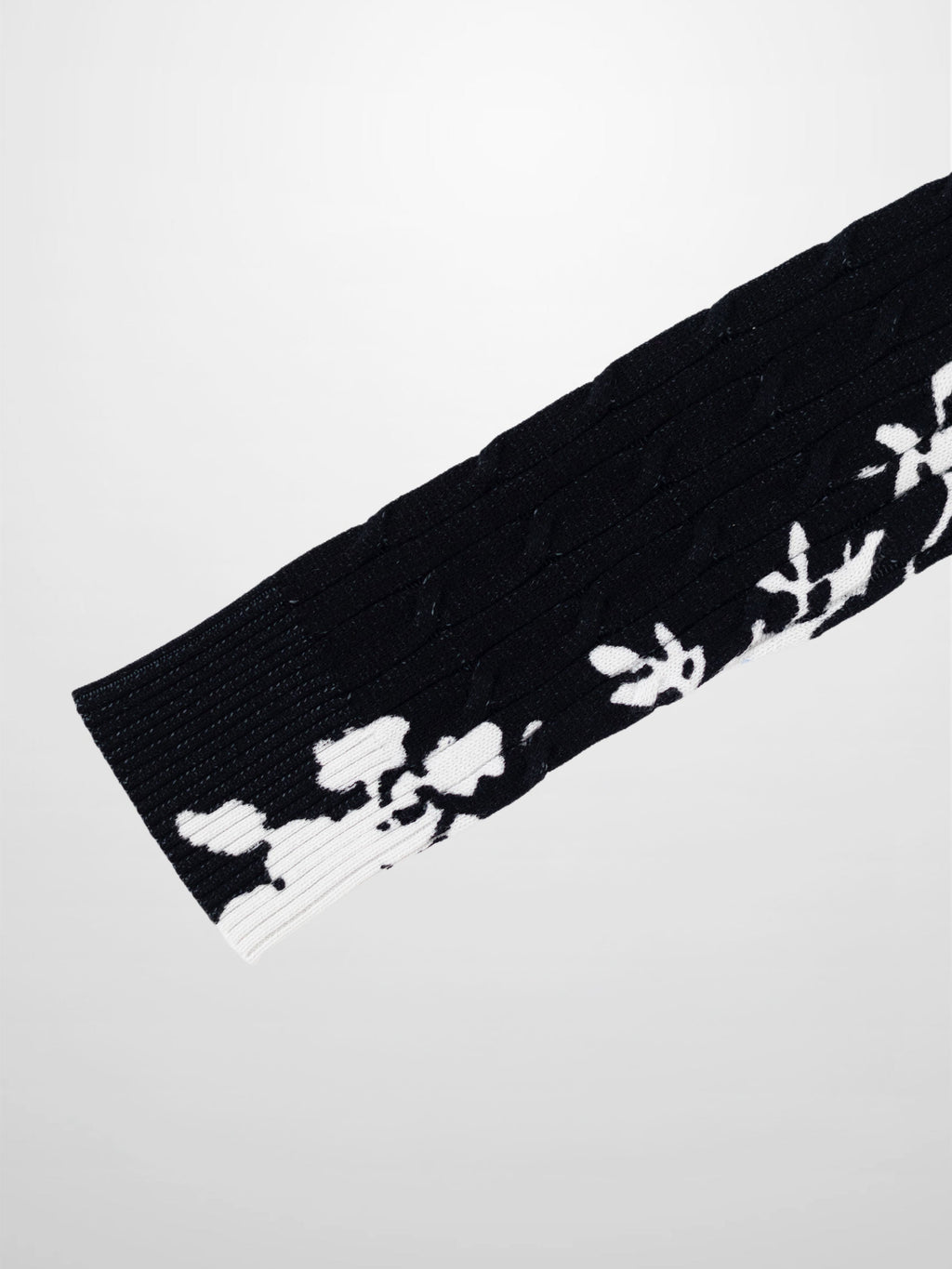 Printed Cable Sweater-Floral Border