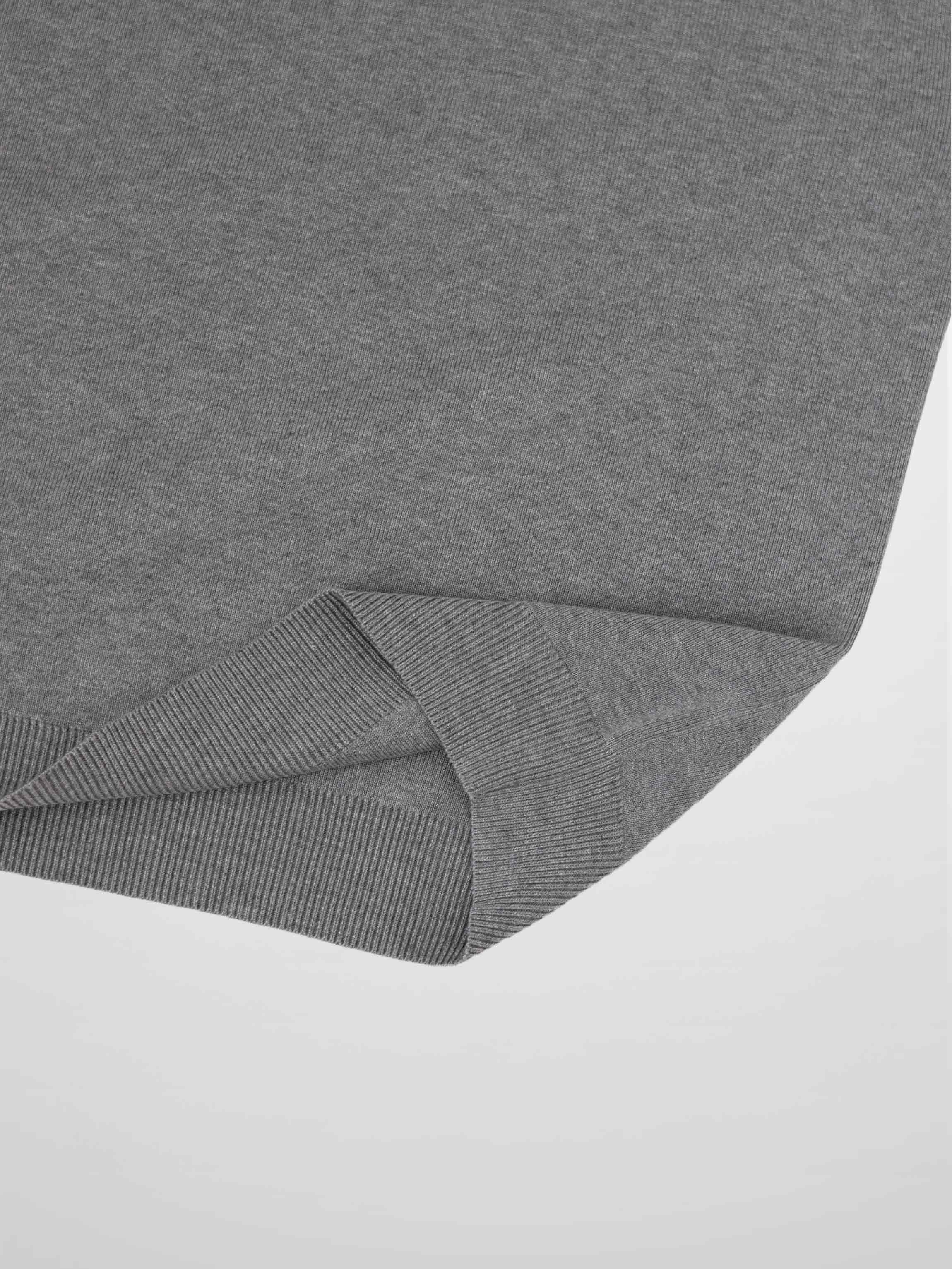 Mock Neck Thin Knit Sweater-Grey