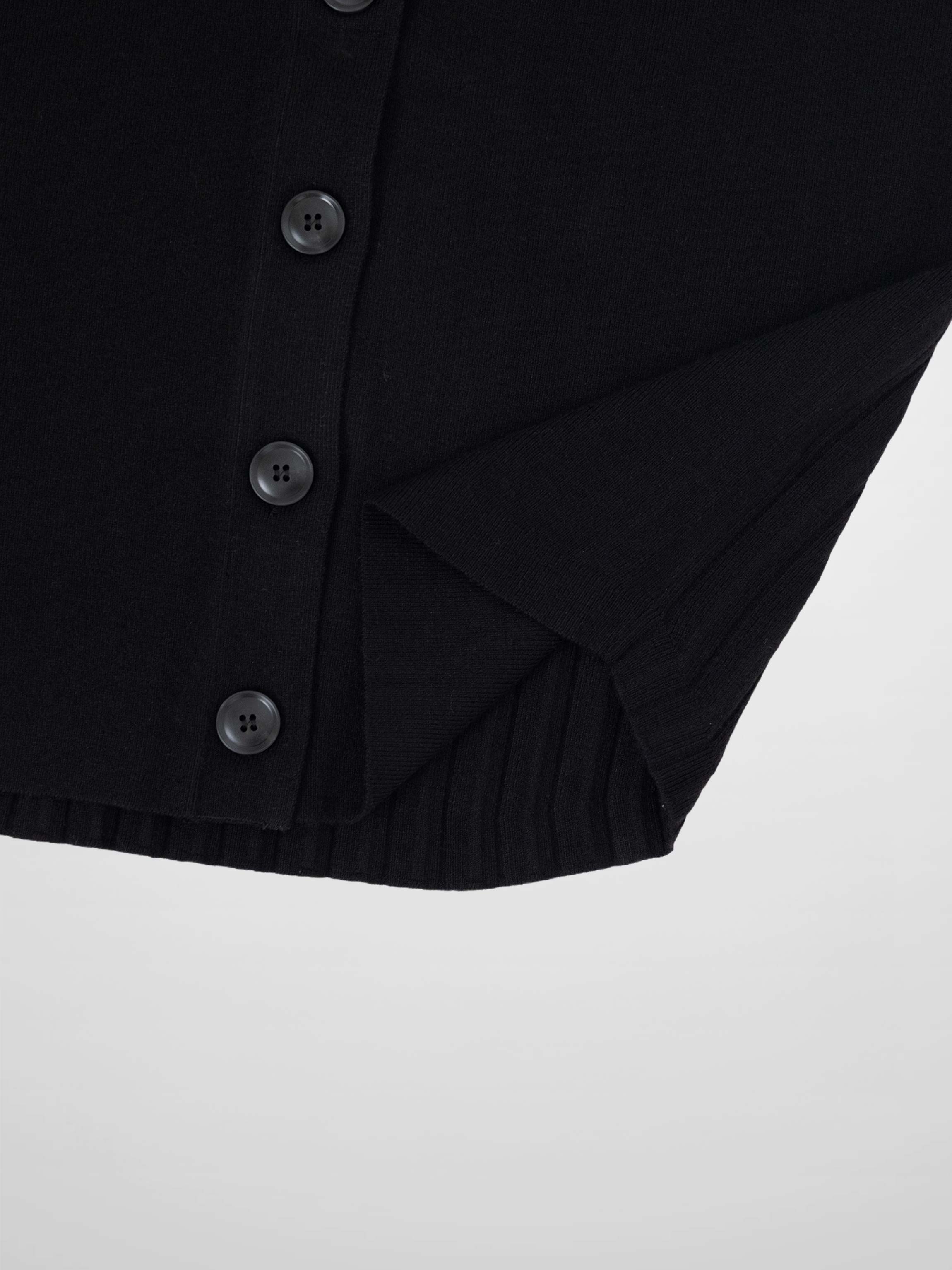 Back Wide Ribbed Cardigan Sweater-Black