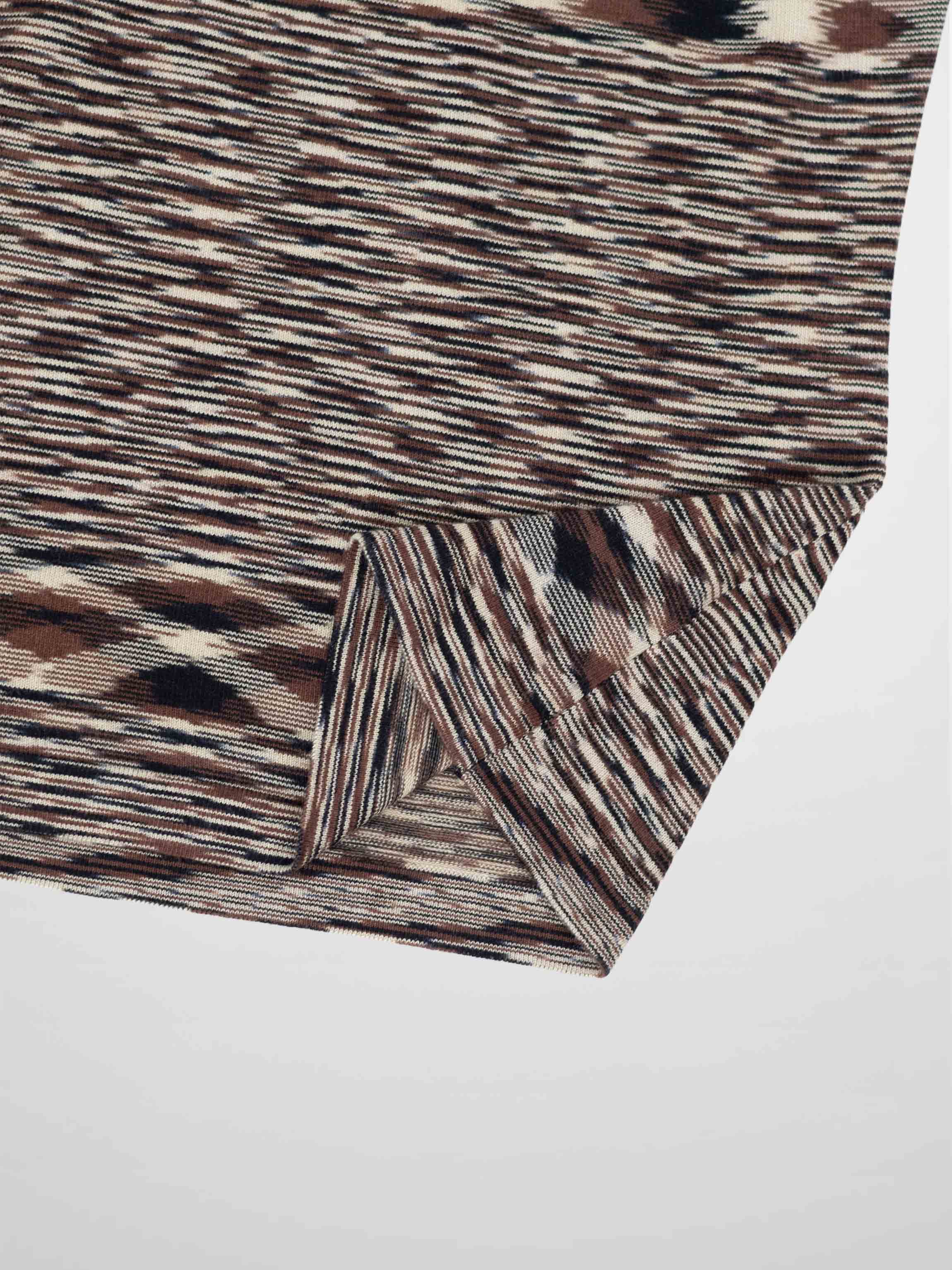 Abstract Stripe Knit Turtleneck-Brown