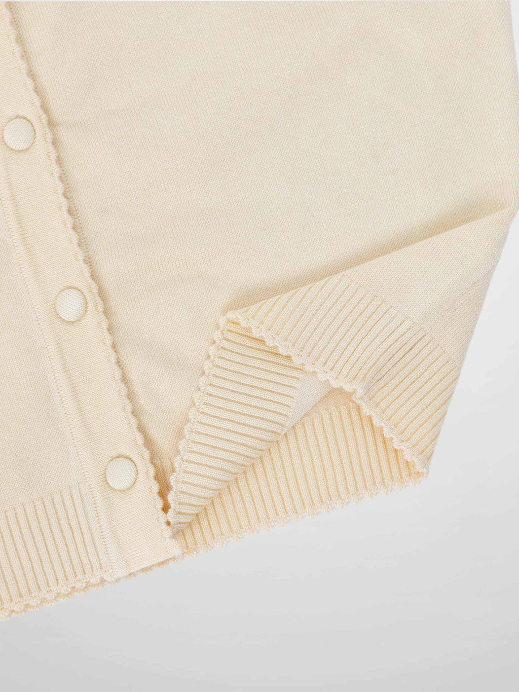 Trim Detail Crew Crop Cardigan-Ivory