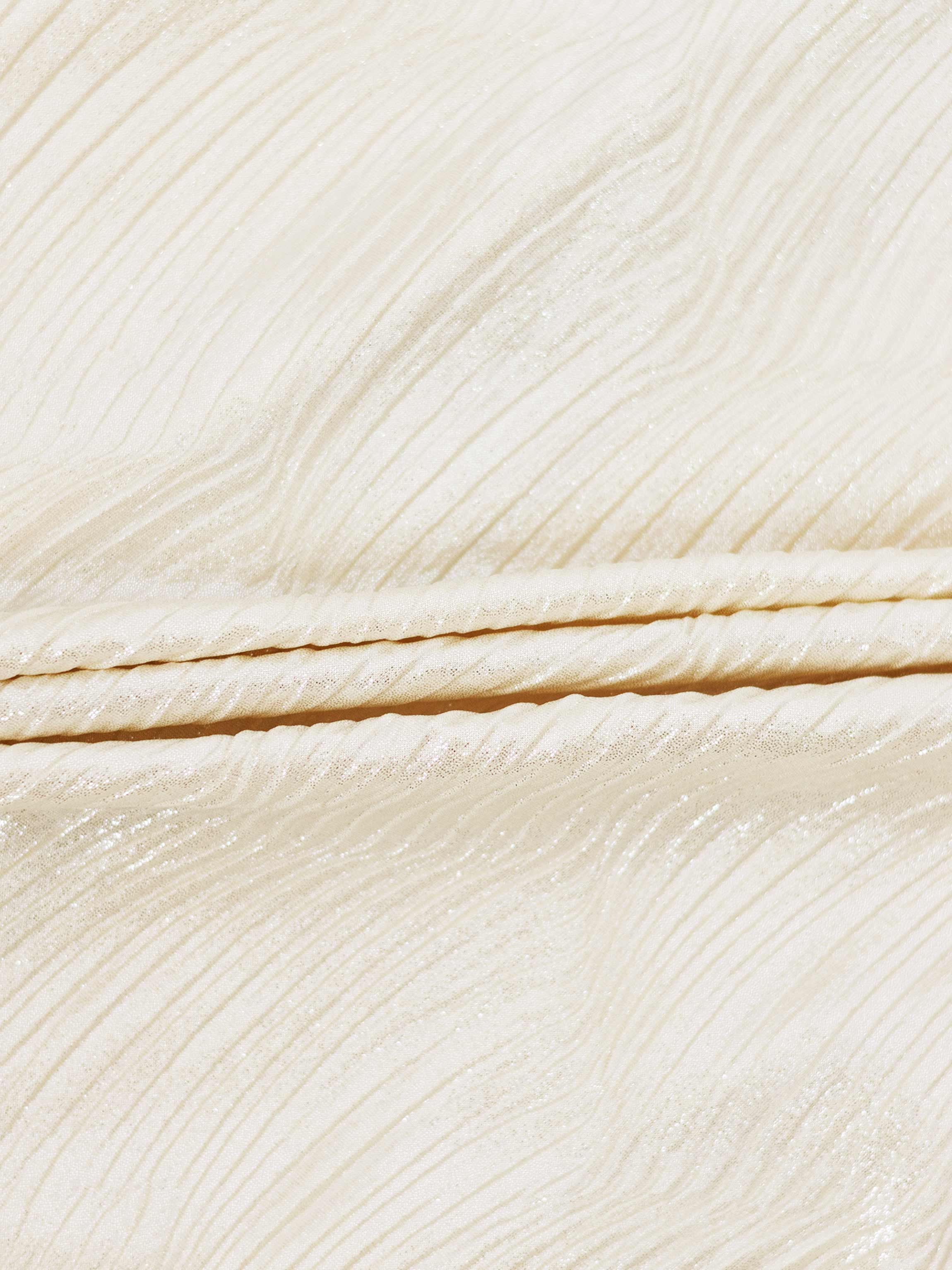 Shimmer Texture Bow Blouse-Cream