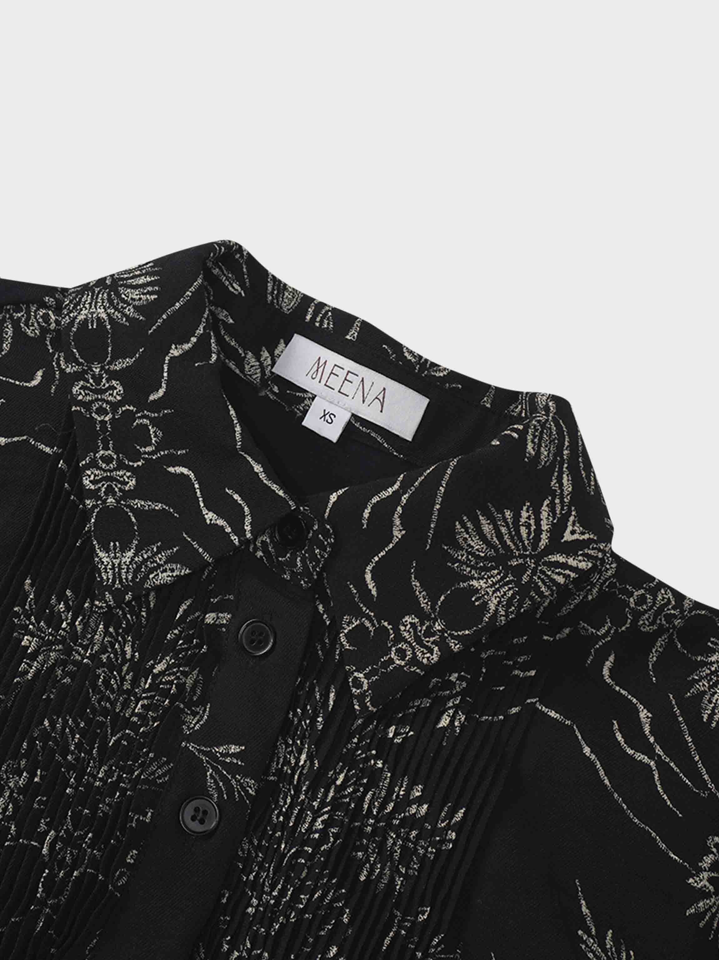 Pintuck Blouse-Tan Leaves