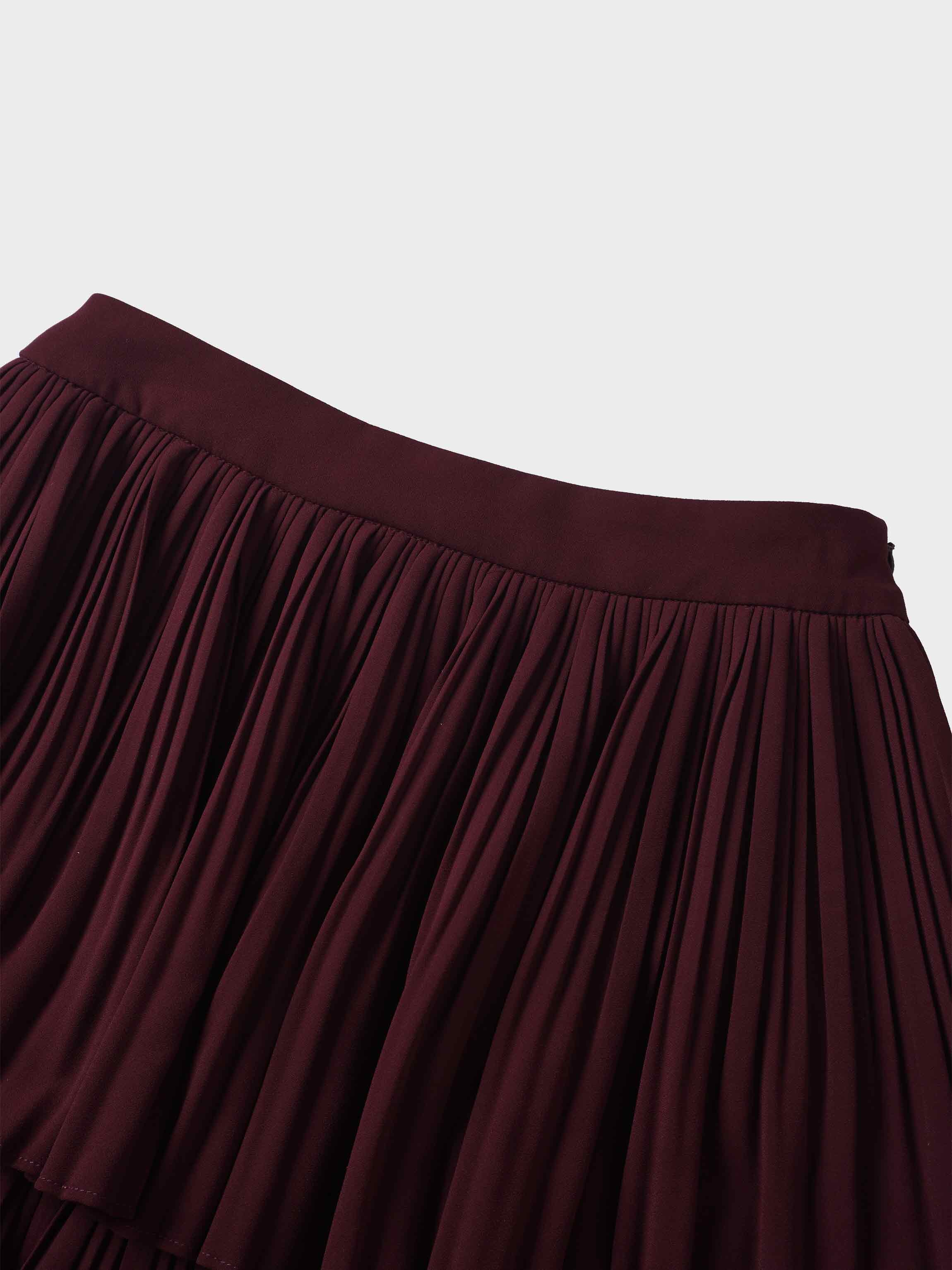 Pleated Layer Skirt 26"-Burgundy