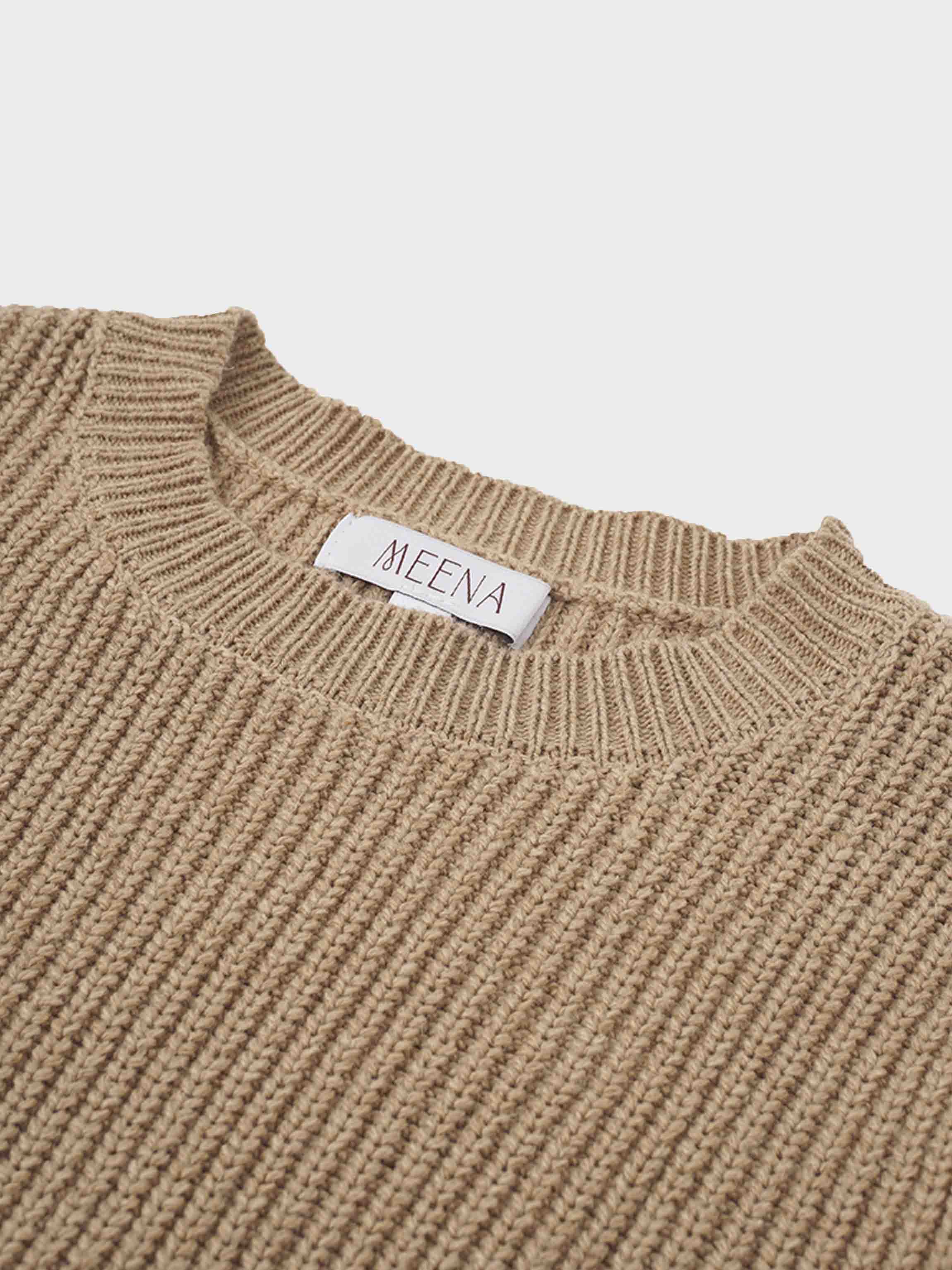 Puff Sleeve Sweater-Tan