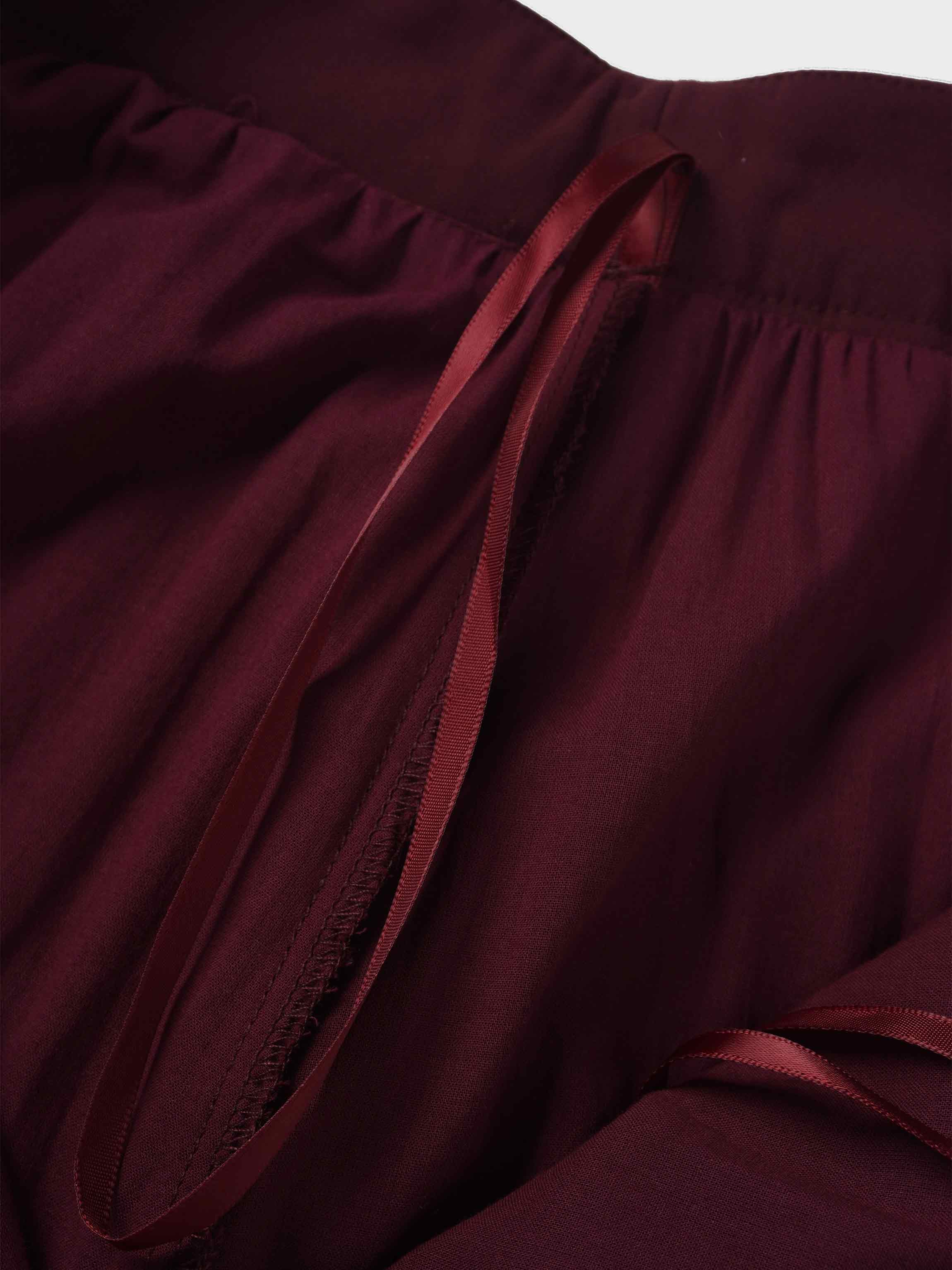 Pleated Layer Skirt 26"-Burgundy