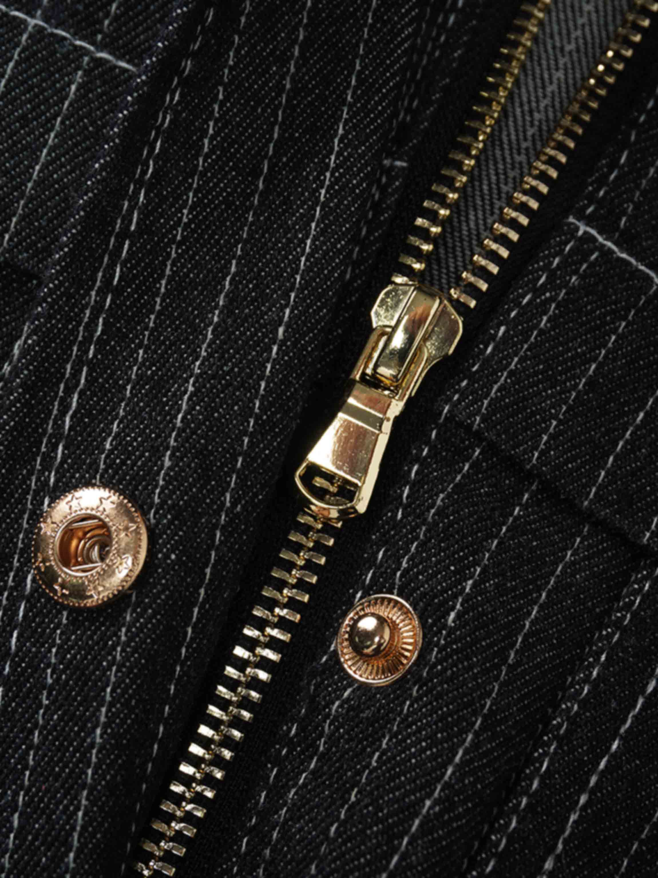 Denim Jacket-Black Pinstripe