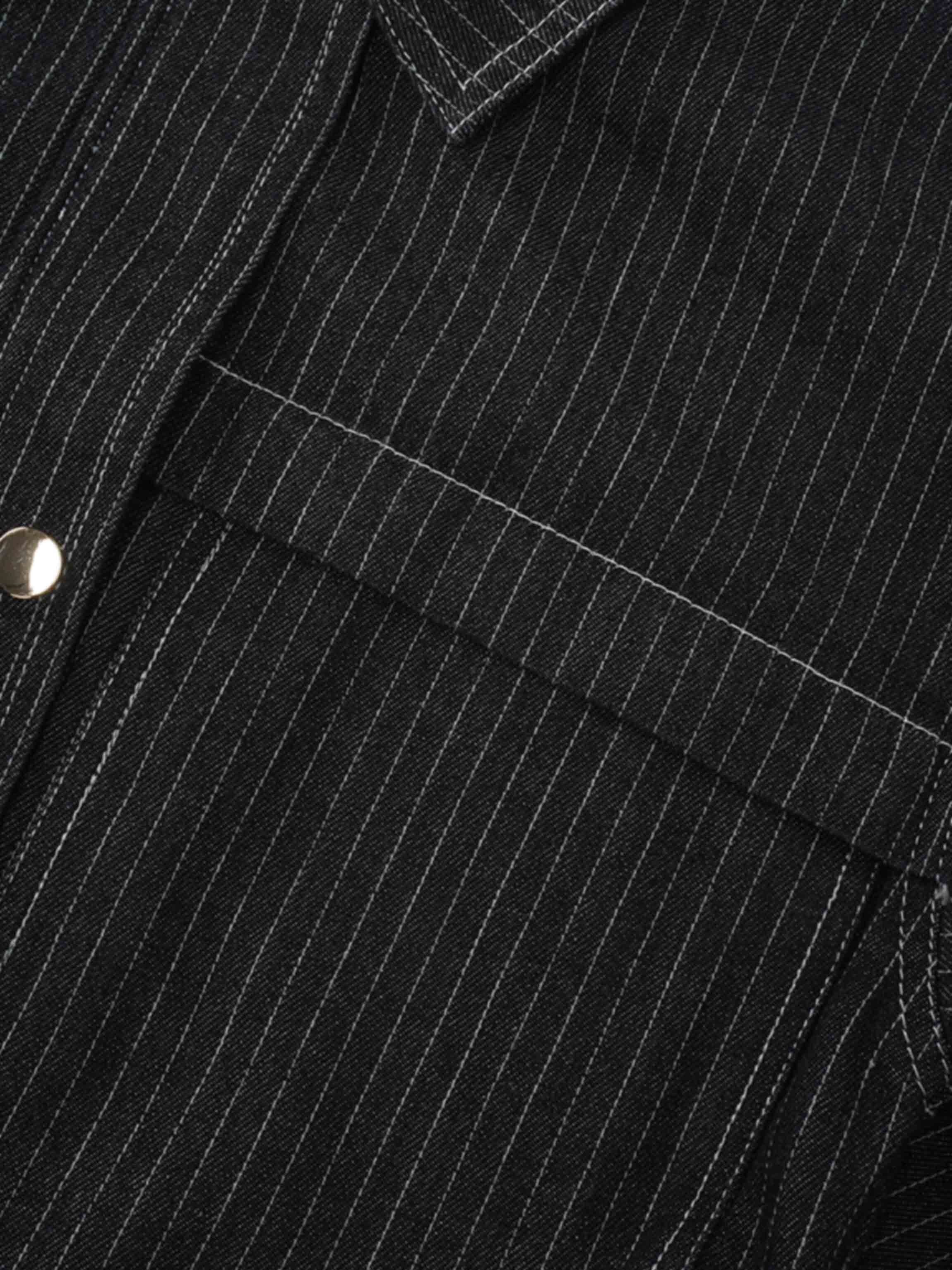 Denim Jacket-Black Pinstripe