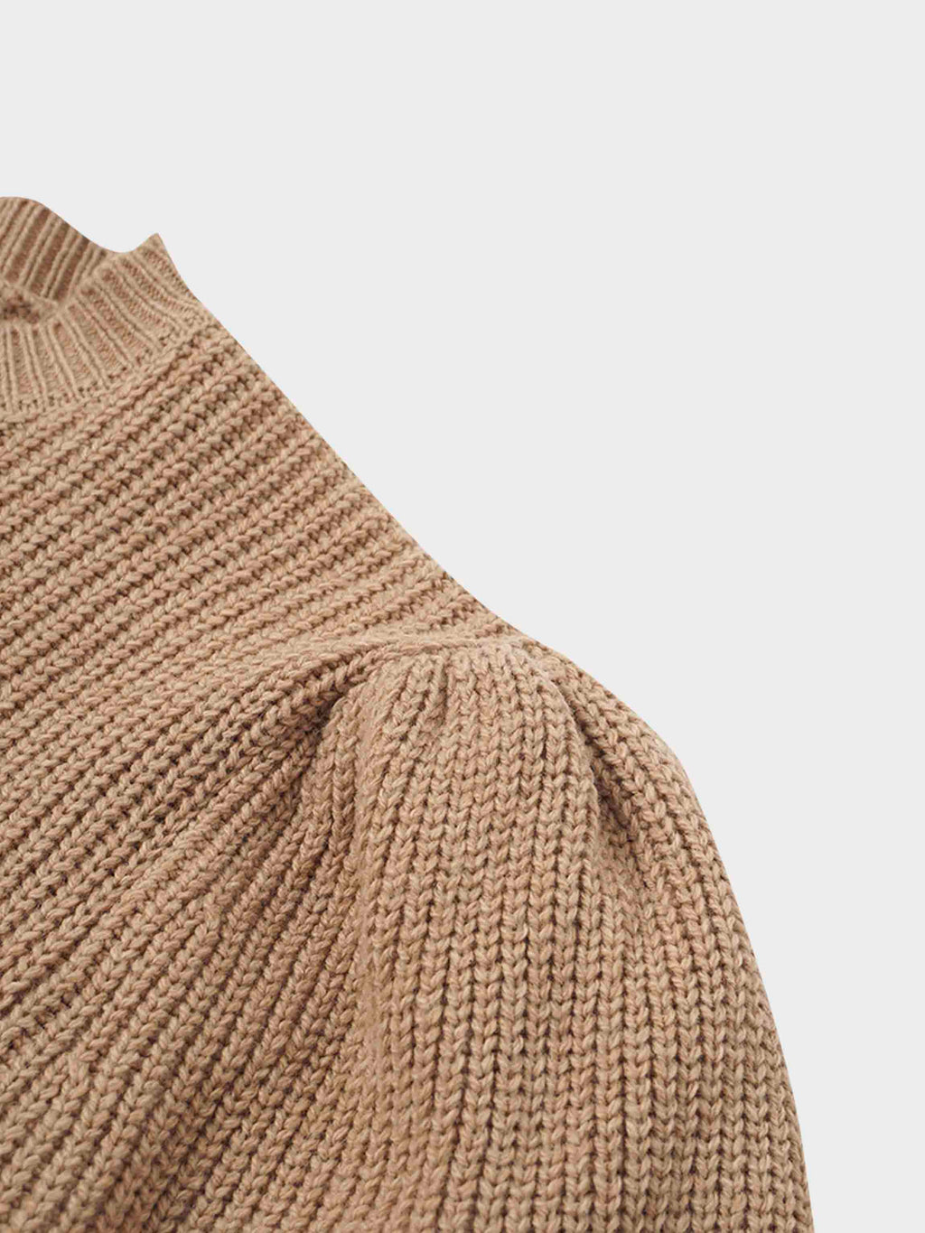 Puff Sleeve Sweater-Tan