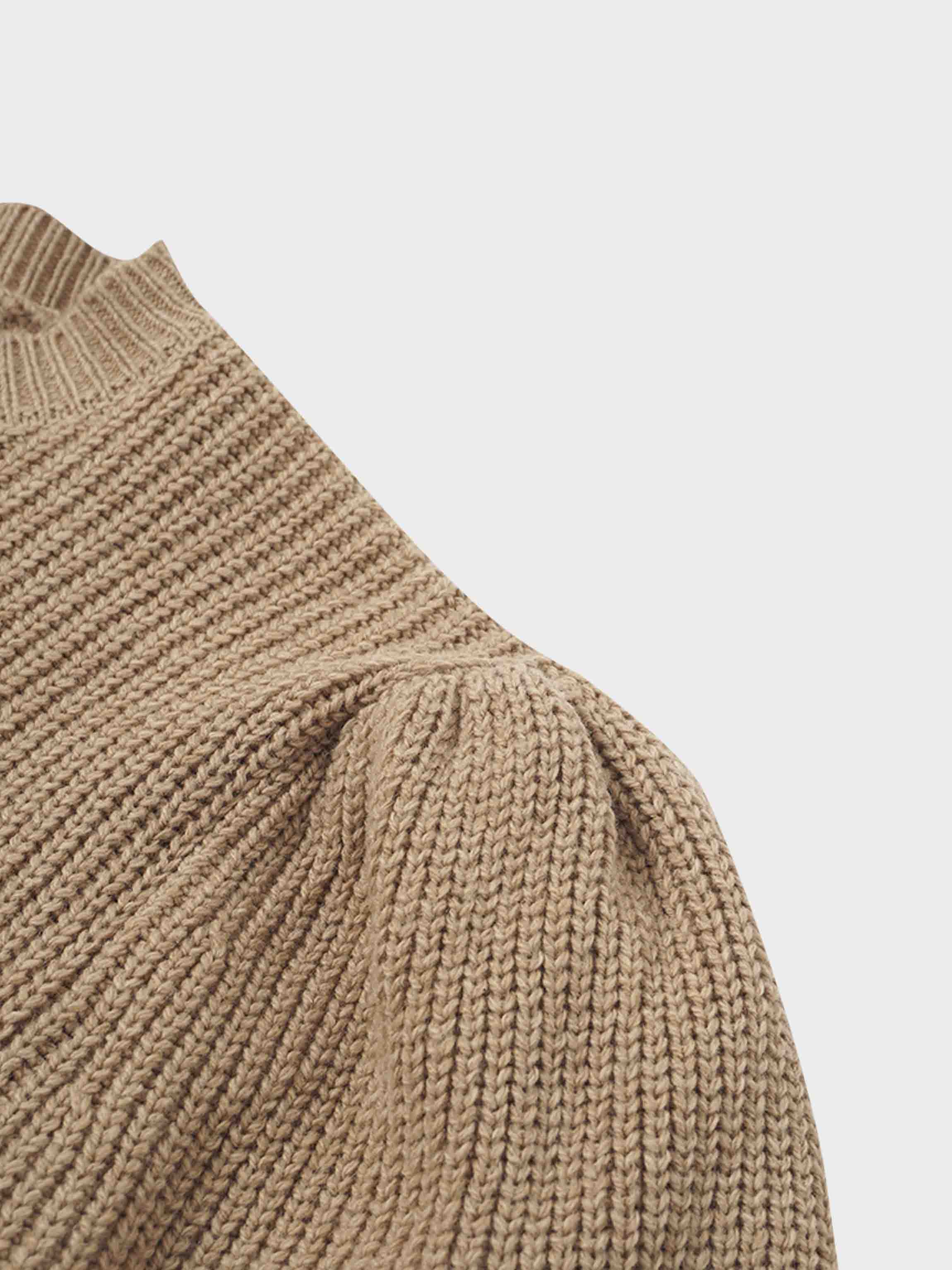Puff Sleeve Sweater-Tan