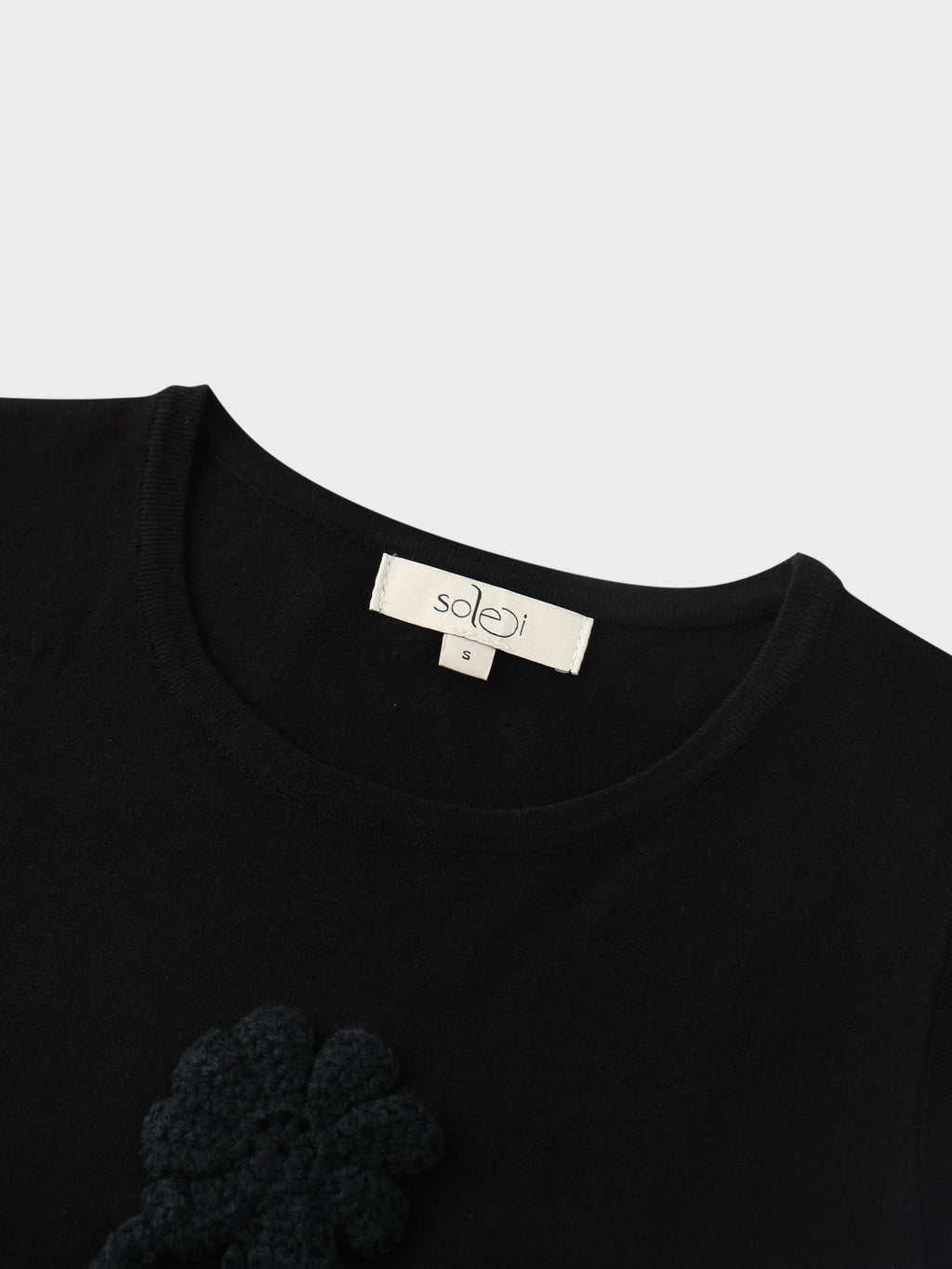 Crochet Puff Flower Sweater Set-Black