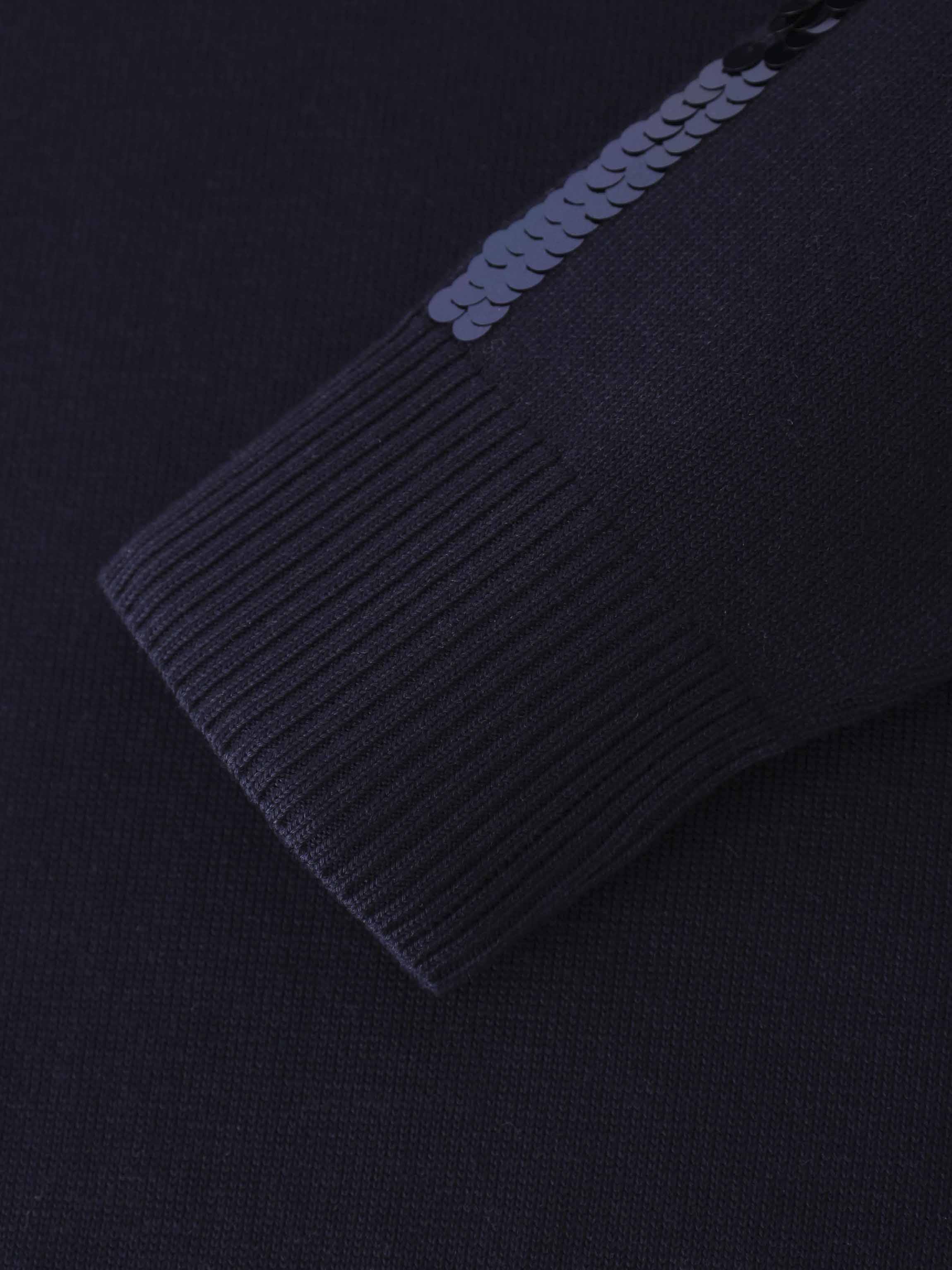 Sequin Trim Sweater-Navy