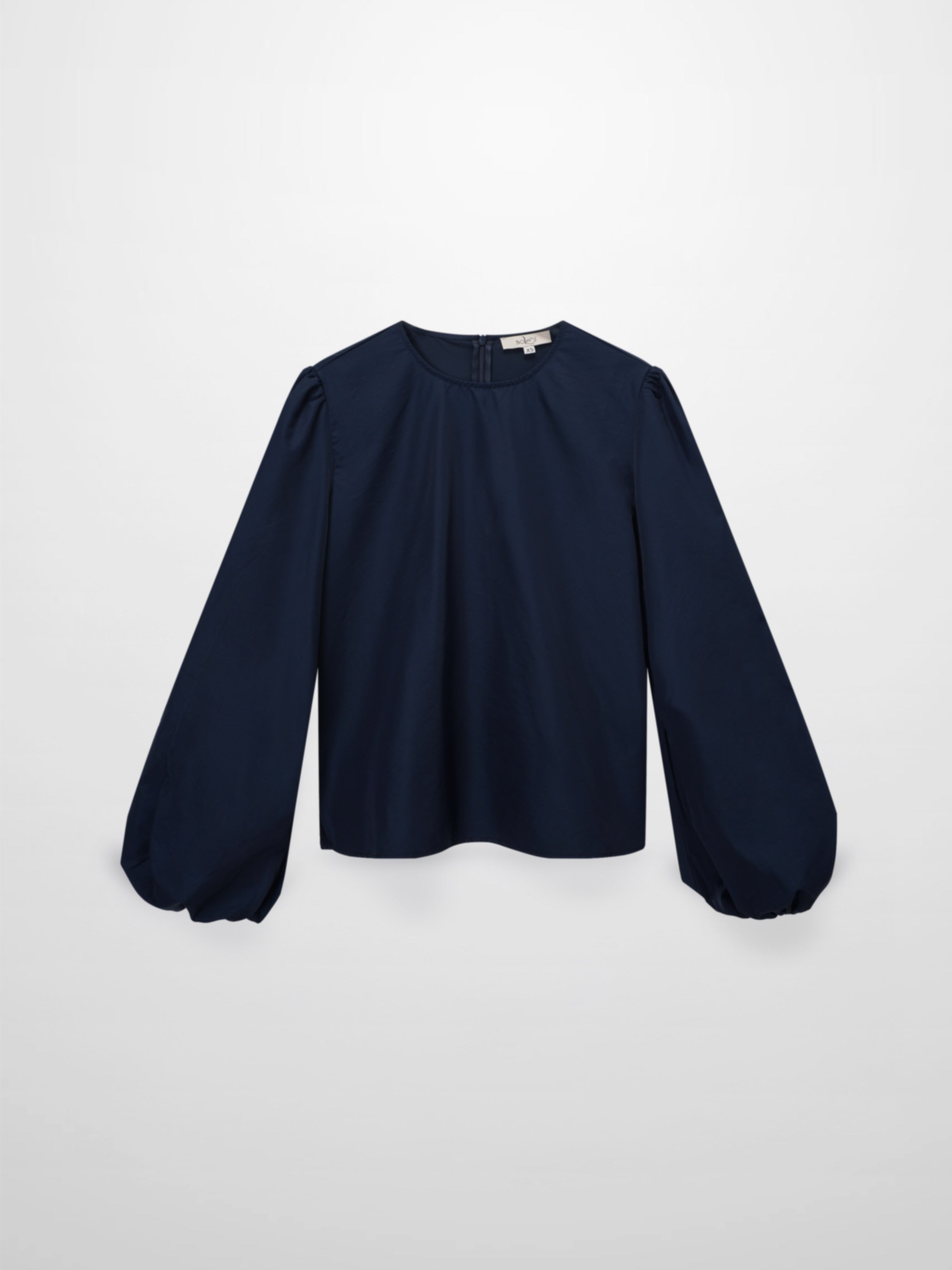 Bubble Sleeve Taffeta Top-Navy