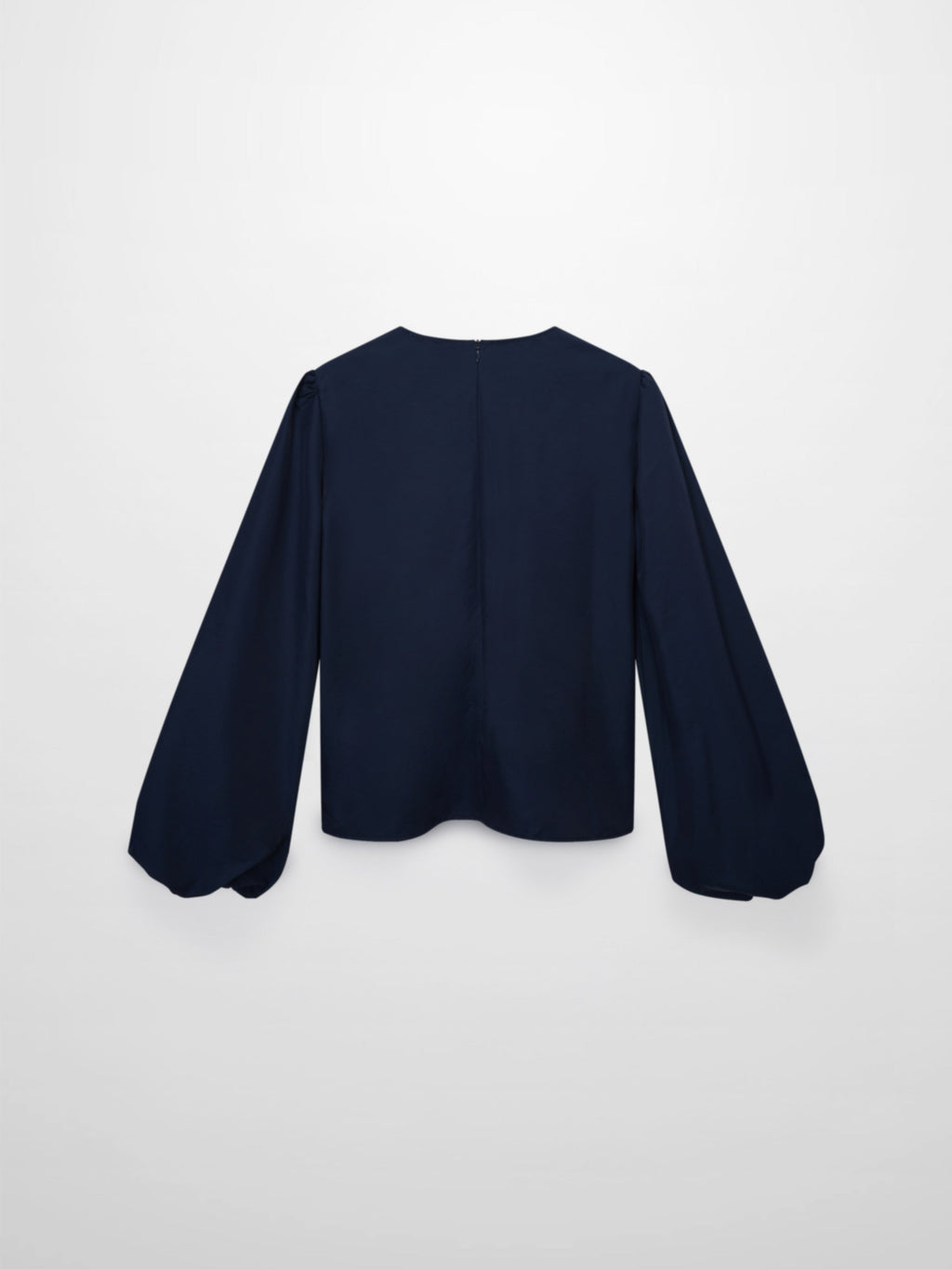 Bubble Sleeve Taffeta Top-Navy