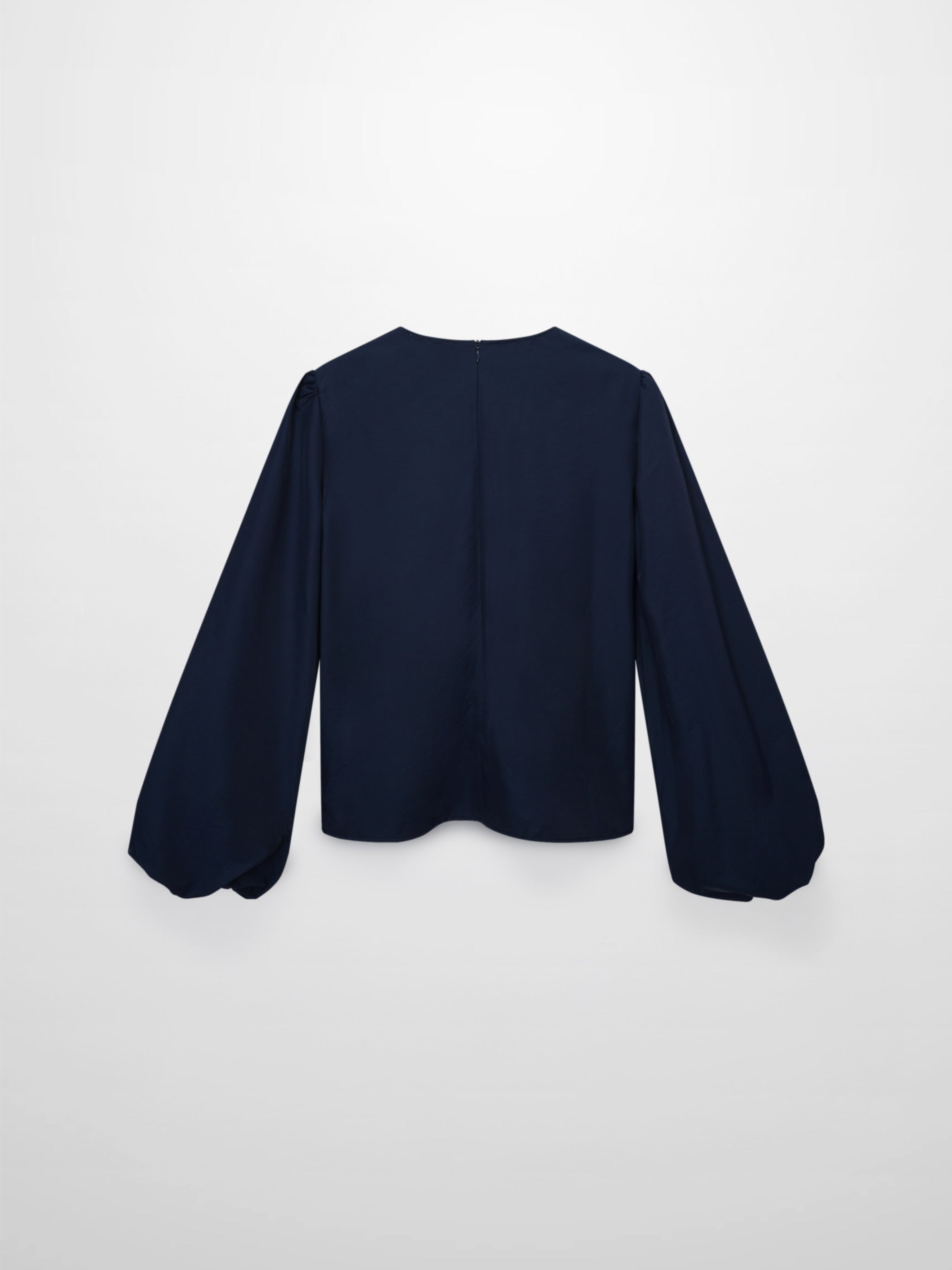 Bubble Sleeve Taffeta Top-Navy