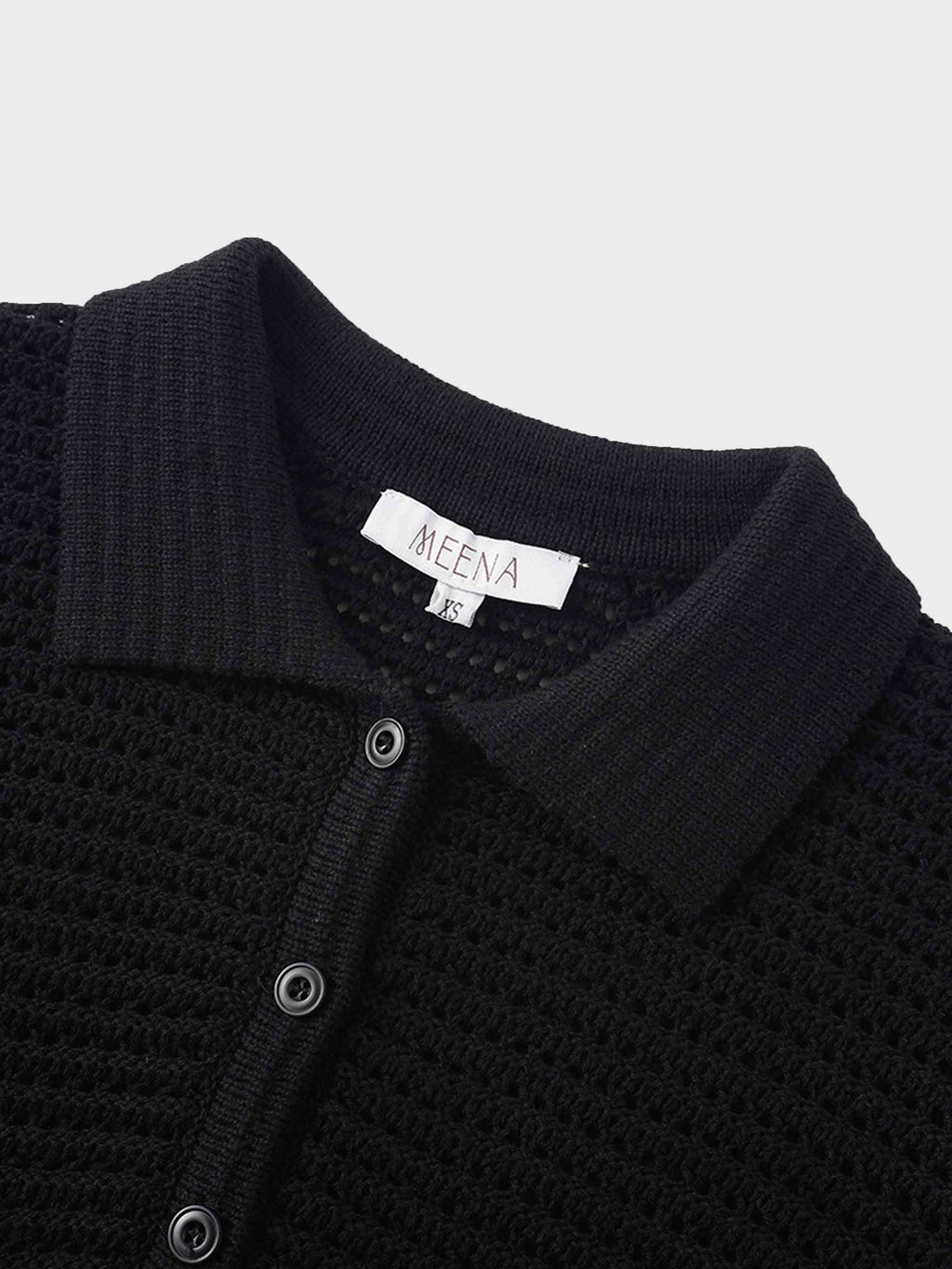 Crochet Ruffle Cardigan-Black